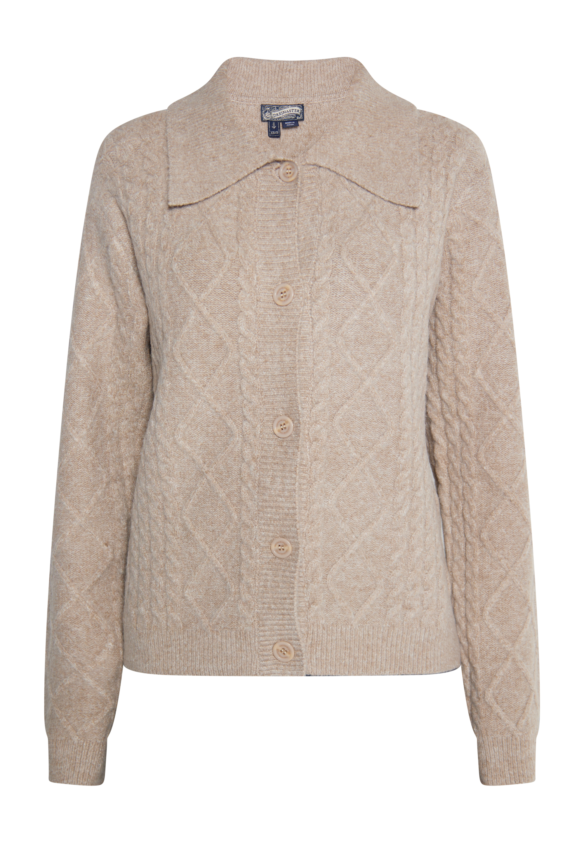 Dreimaster Strickjacke Damen Beige Braun Melange
