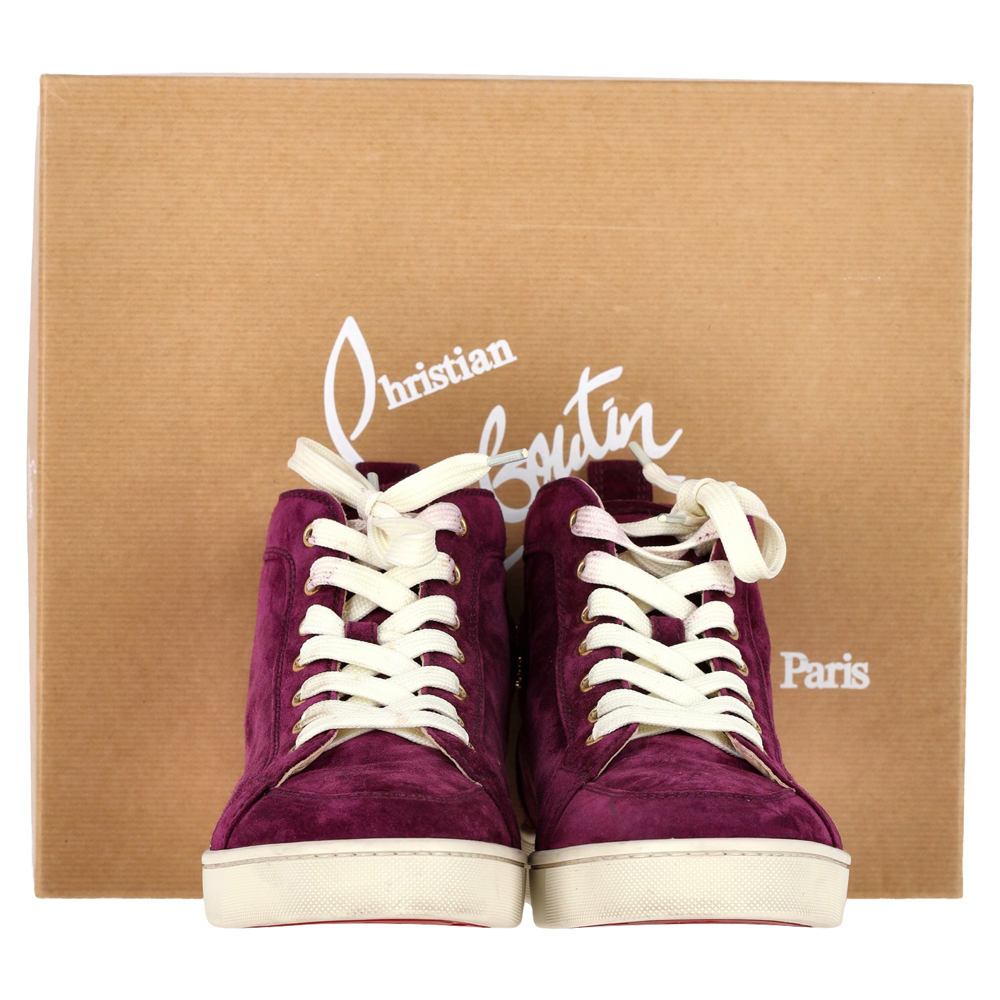 Christian Louboutin Pre-owned Christian Louboutin Rantus högtoppsneakers i lila mocka dam – bild 2