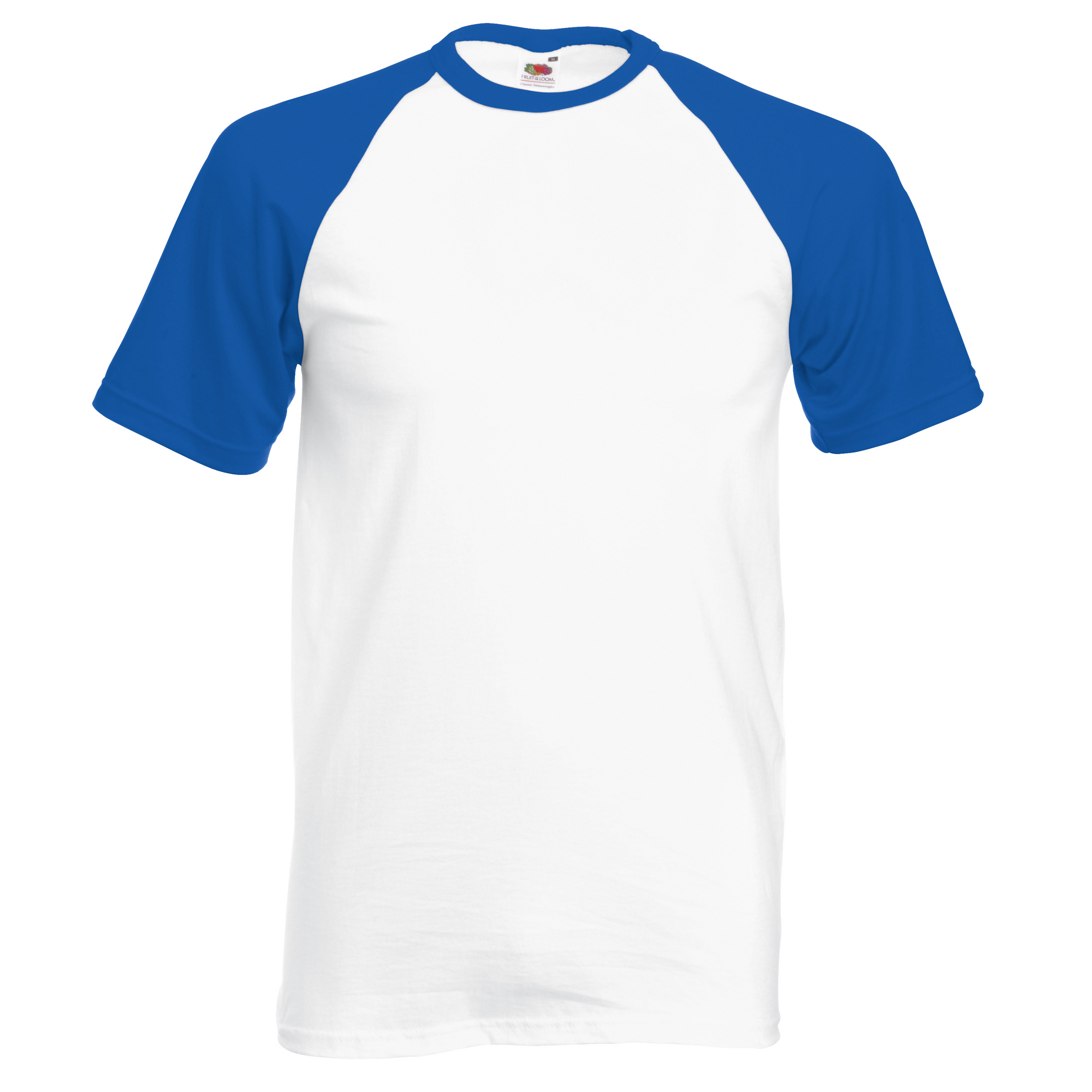 Fruit of the Loom Mens Short Sleeve Baseball T-Shirt (White/Royal Blue) Cotton - Size X-Large