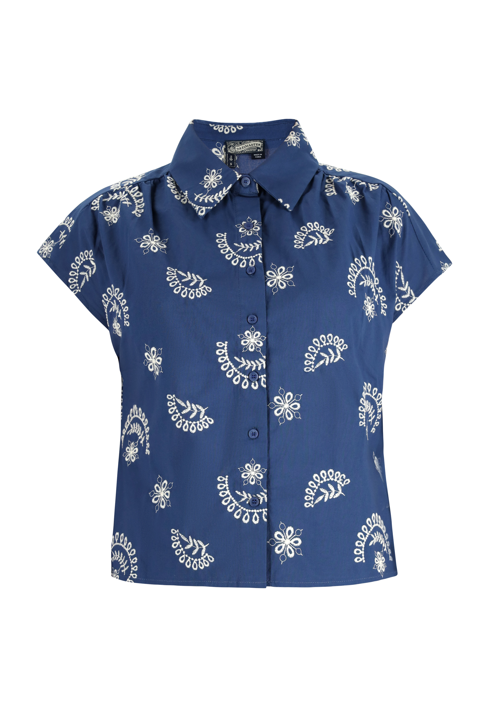 Thumbnail - Dreimaster Bluse Damen Marine Wollweiss