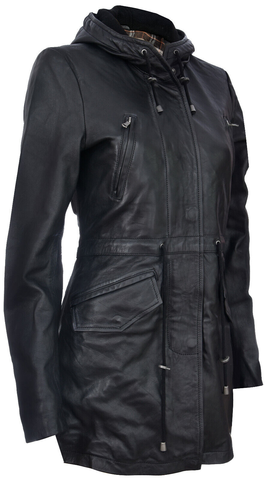 Infinity Leather Parkajacka med huva för kvinnor Oakgates dam – bild 2