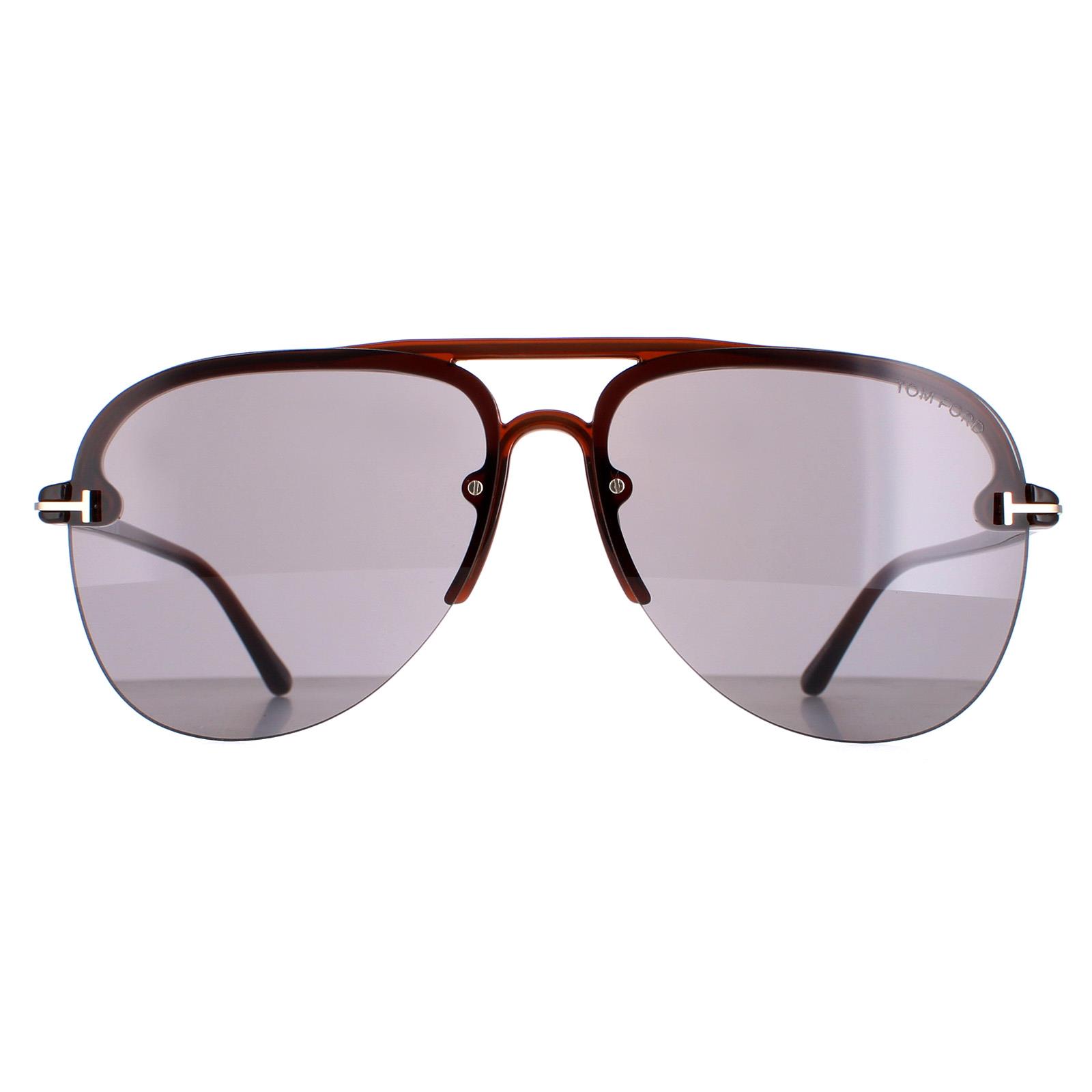 Thumbnail - Tom Ford Aviator Herren glänzend hellbraun rauchig Frottee 02 FT1004