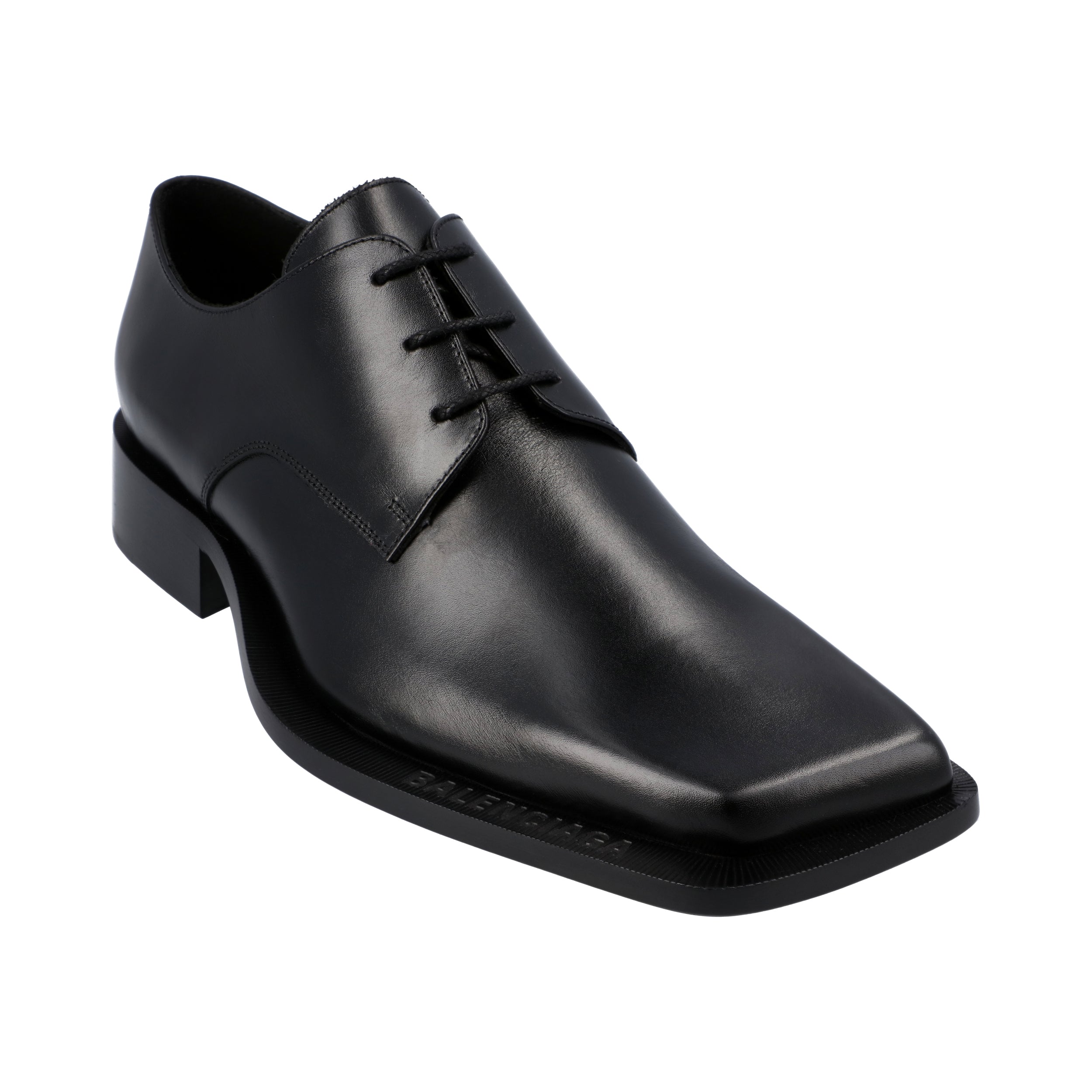 Balenciaga Mens Leather Cut Derby Shoes Black – Size EU 44