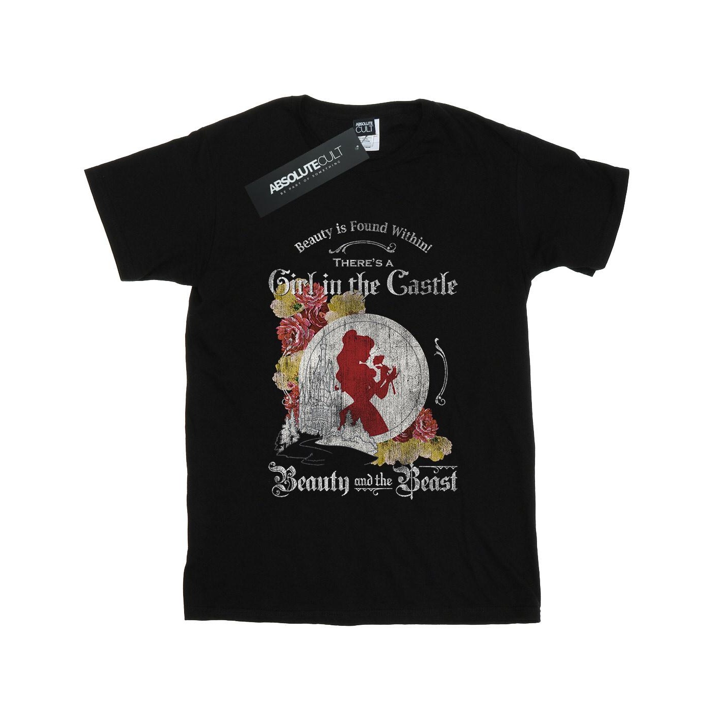 Disney - "Beauty And The Beast Girl in The Castle" T-Shirt für Mädchen (Schwarz)