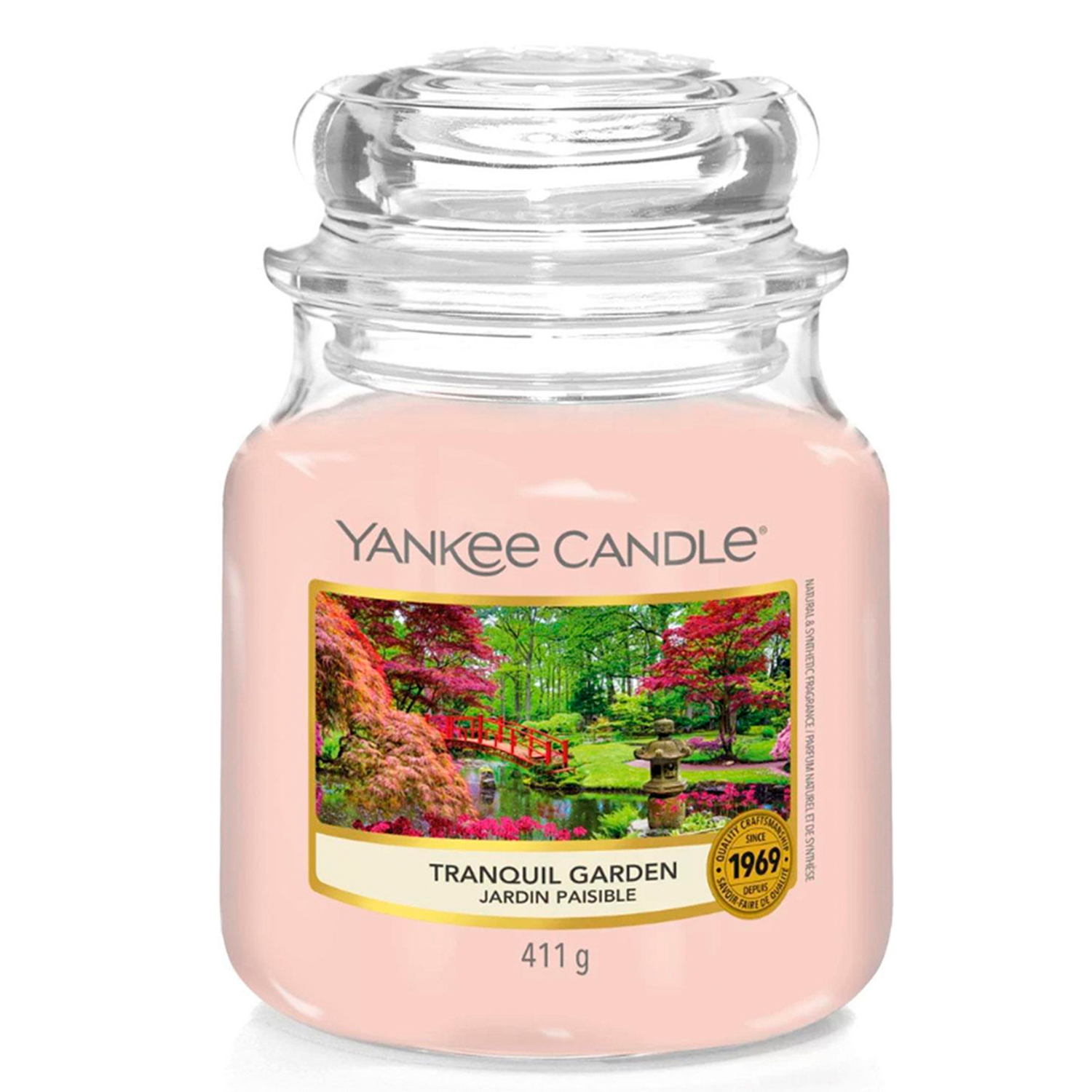 Yankee Candle Original Mittlere Glasduftkerze Ruhiger Garten, 411g