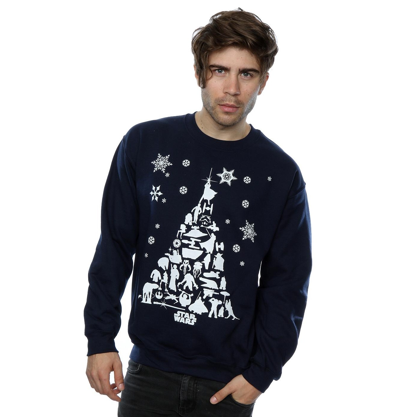 Star Wars Mens Christmas Tree Sweatshirt (Navy Blue) herr – bild 2