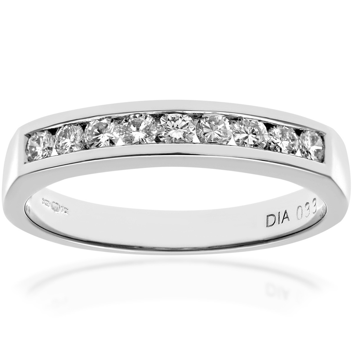 Diamant L’Eternel Womens 18ct White Gold Certified 0.33ct IJ/I Diamond Channel Set Half Eternity Ring – Size J