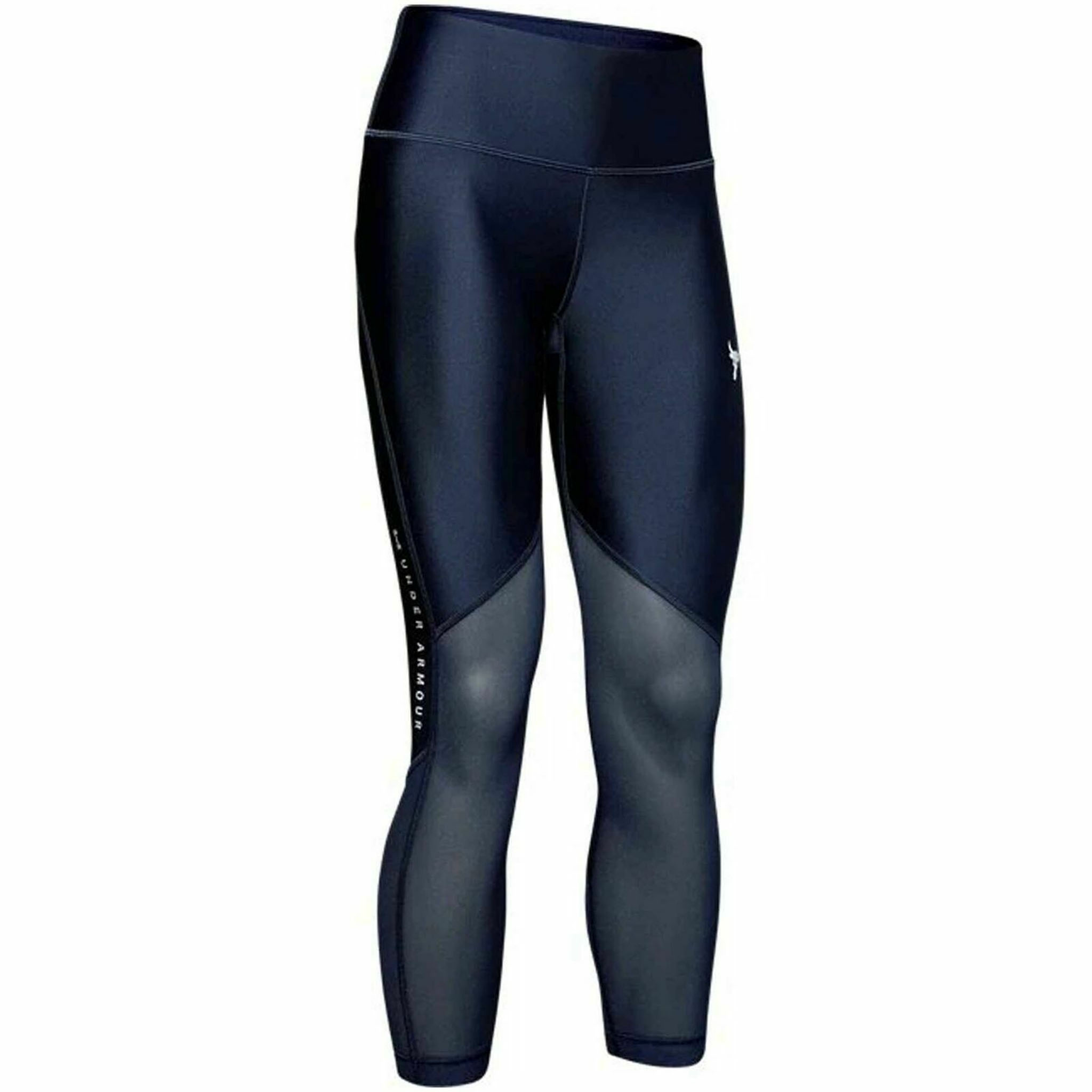 Thumbnail - Under Armour X Project Rock Heatgear Blue Womens Mesh Crop Leggings 1351101 408