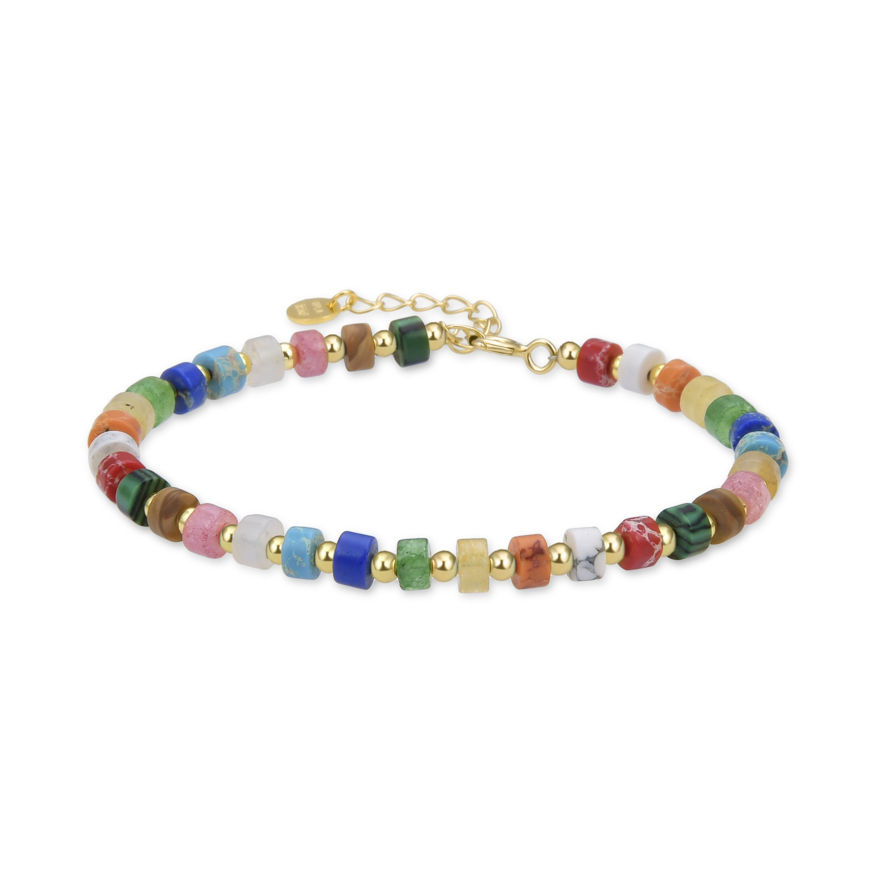 Ihun-armband i 925 sterling silver och flerfärgad kristall med 18 karats gul guldplätering