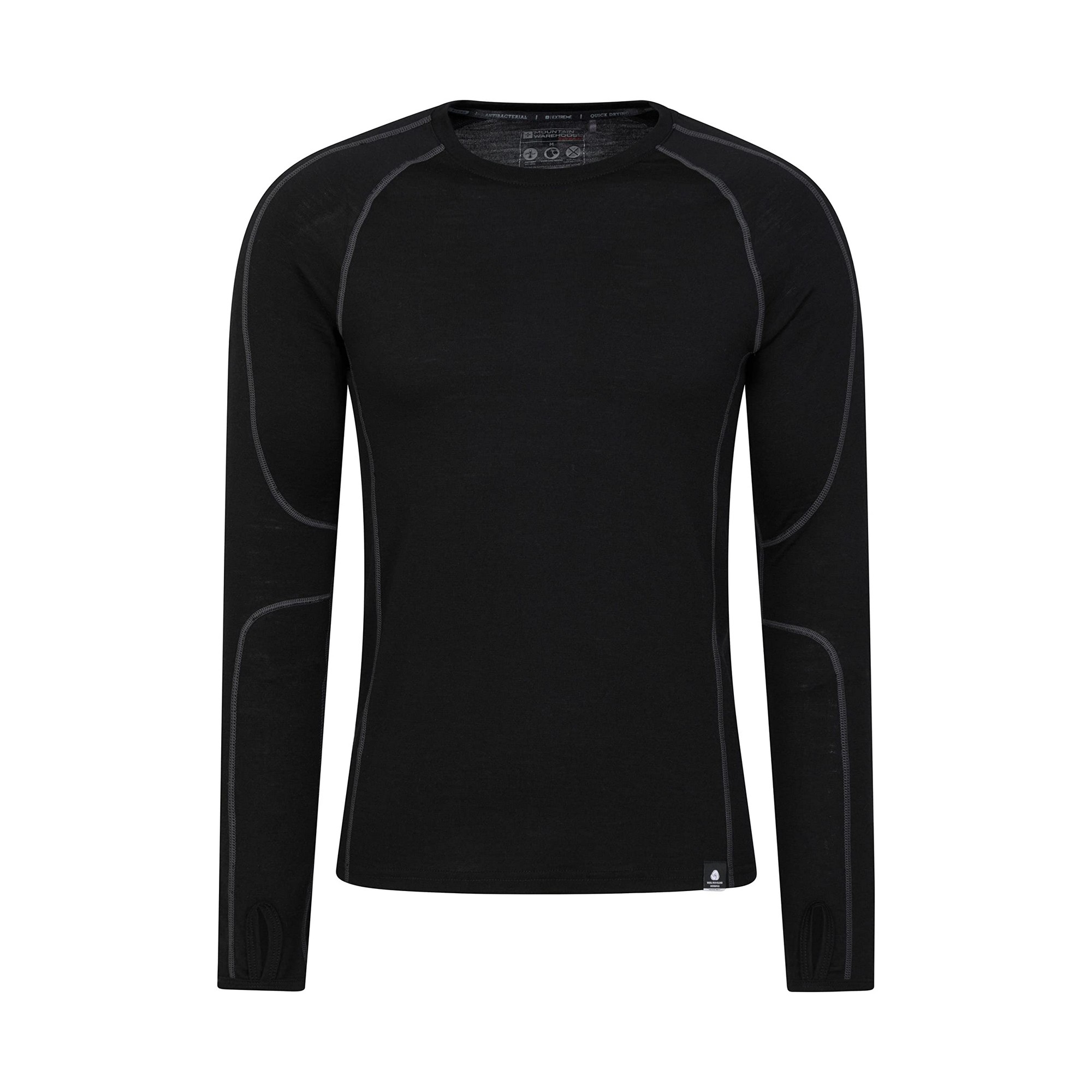 Mountain Warehou Mens Asgard Merino Wool Base Layer Set (Svart) underställ herr – bild 2