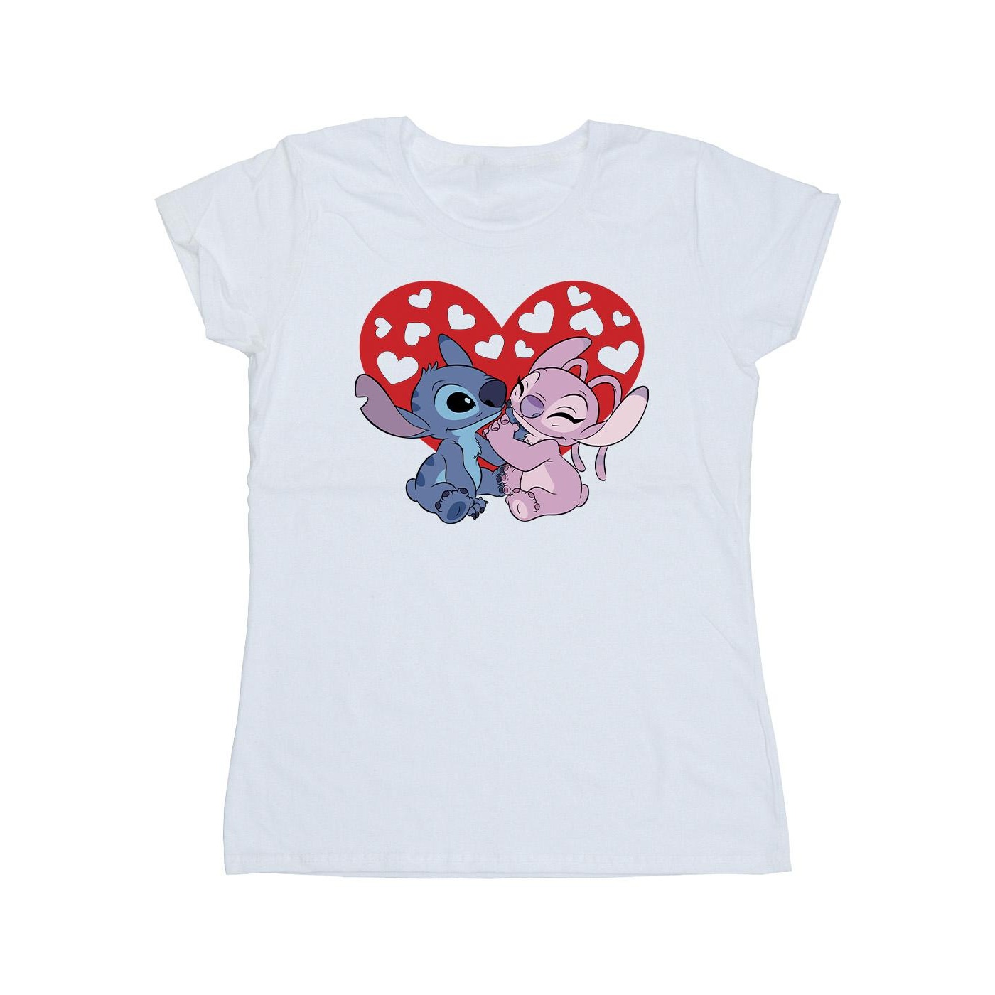 Thumbnail - Disney - "Lilo & Stitch Hearts" T-Shirt für Damen (Weiß)