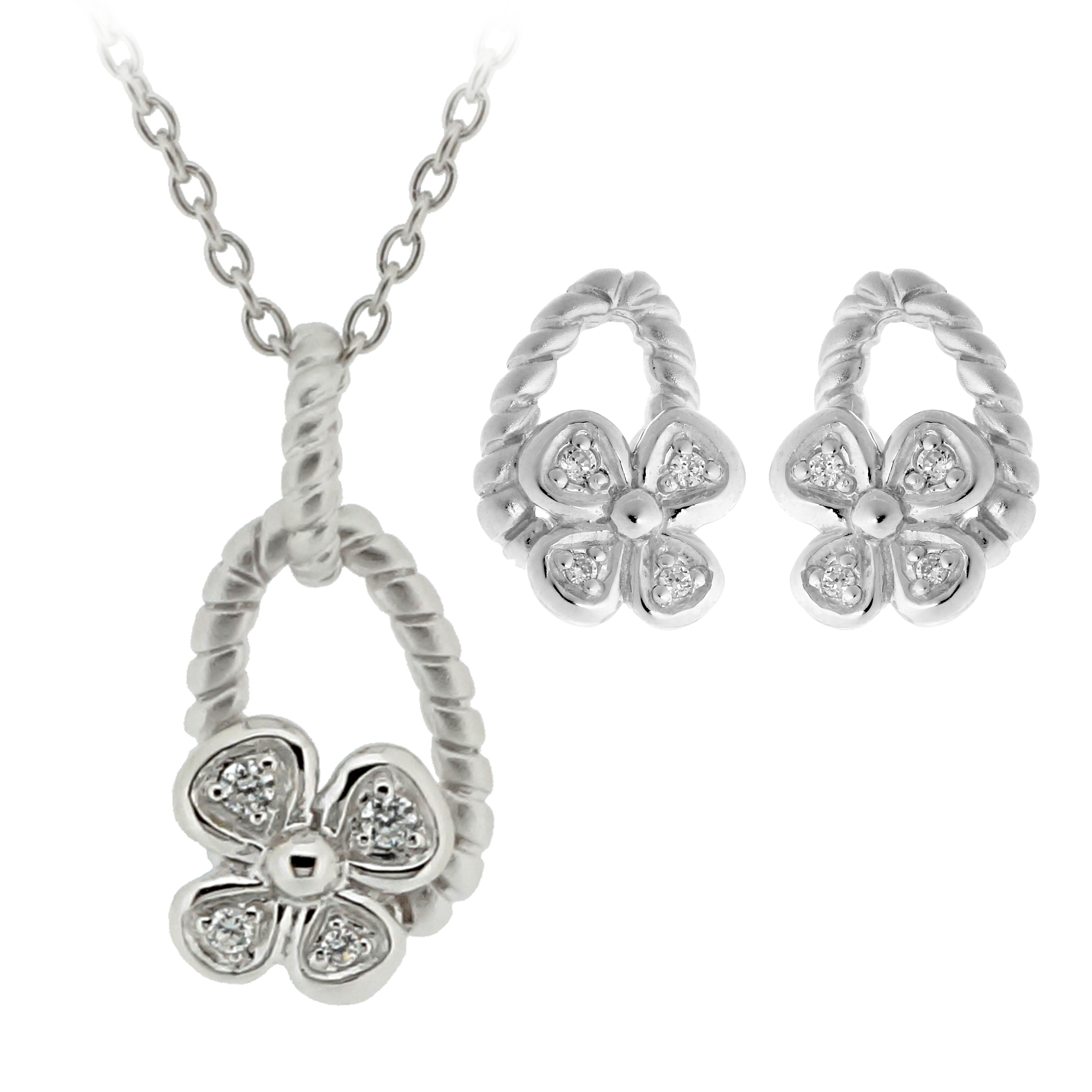 Orphelia Damen 925 Sterling Silber Set, Kettenanhänger + Ohrringe - Silber Set-6020