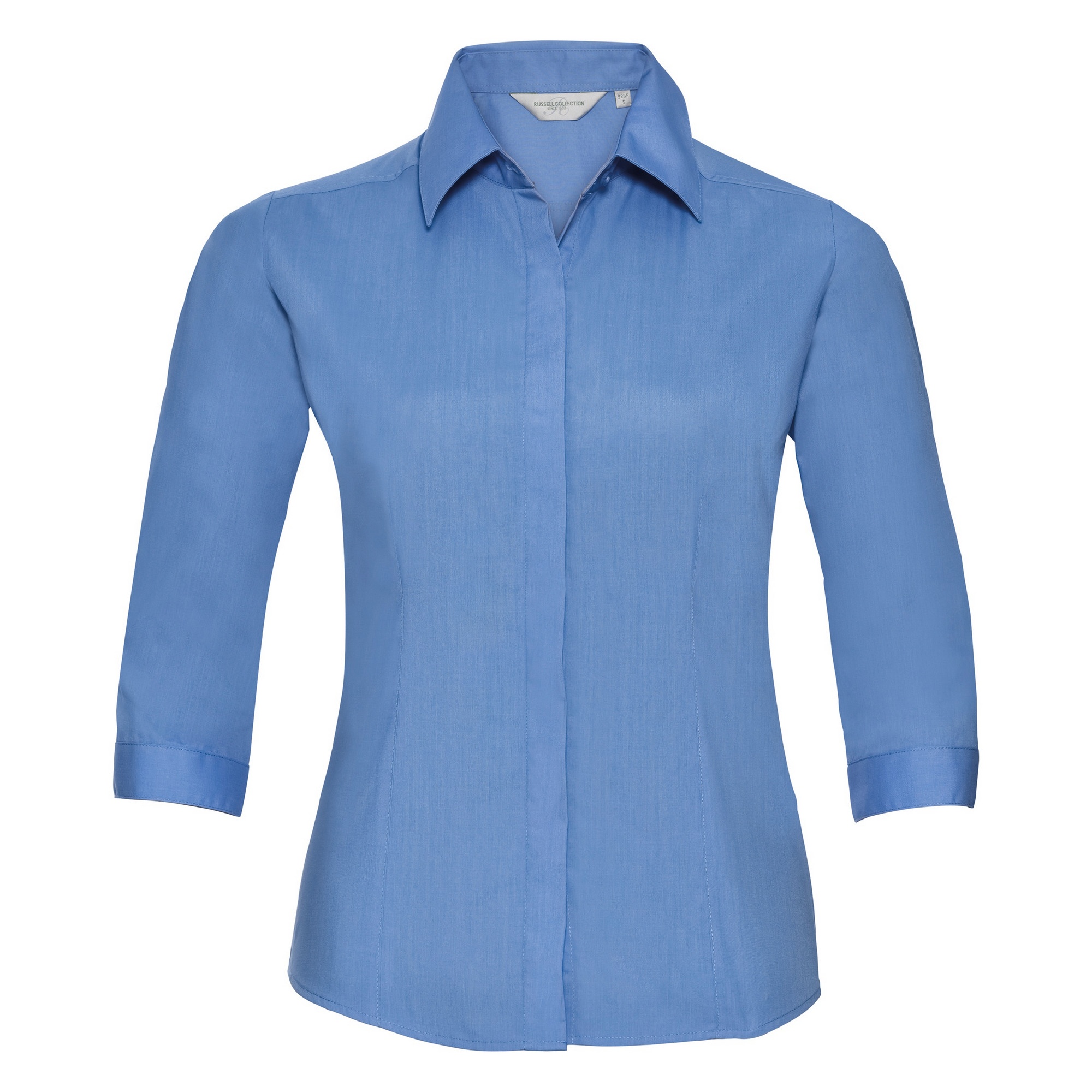 Russell Athletic Womens Collection Ladies 3/4 Sleeve Poly-Cotton Easy Care Fitted Poplin Shirt (Corporate Blue) - Multicolour - Size Small