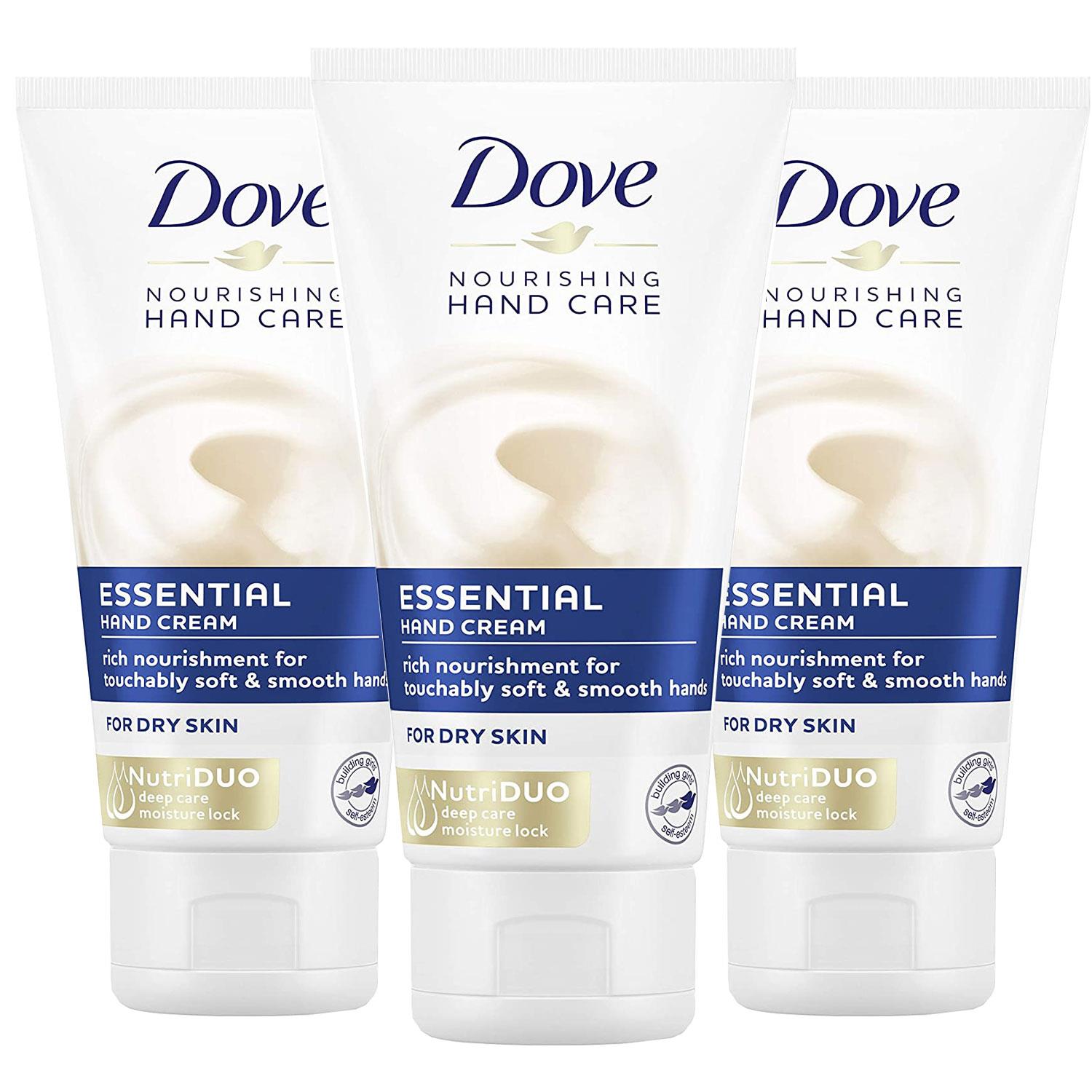 Dove Pflegende Handpflege Essential NutriDUO Handcreme für trockene Haut 75ml, 3er-Pack