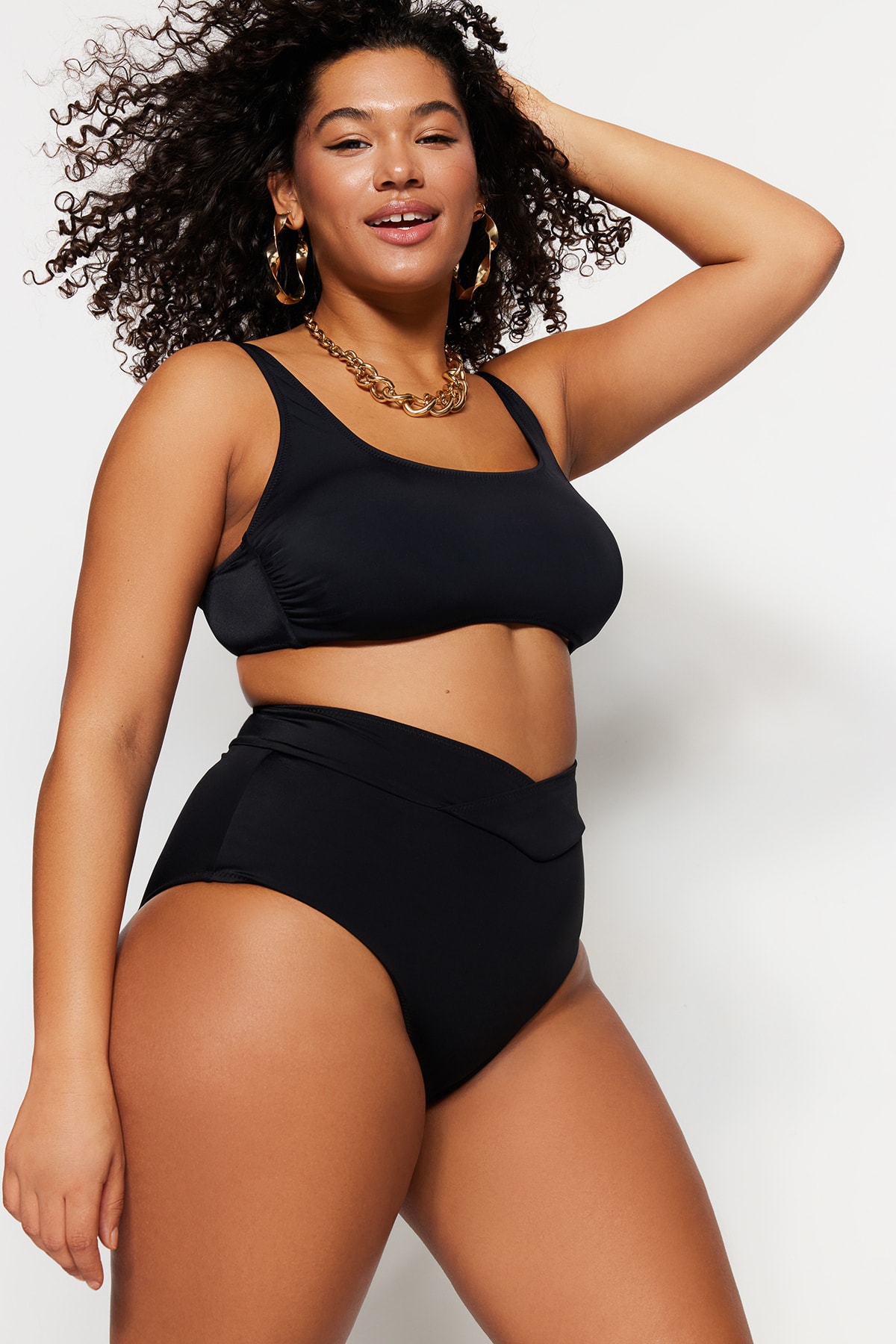 Trendyol Curve Trendyol Damers Högmidjade Baddräktsbyxor i Plus Size – bild 2