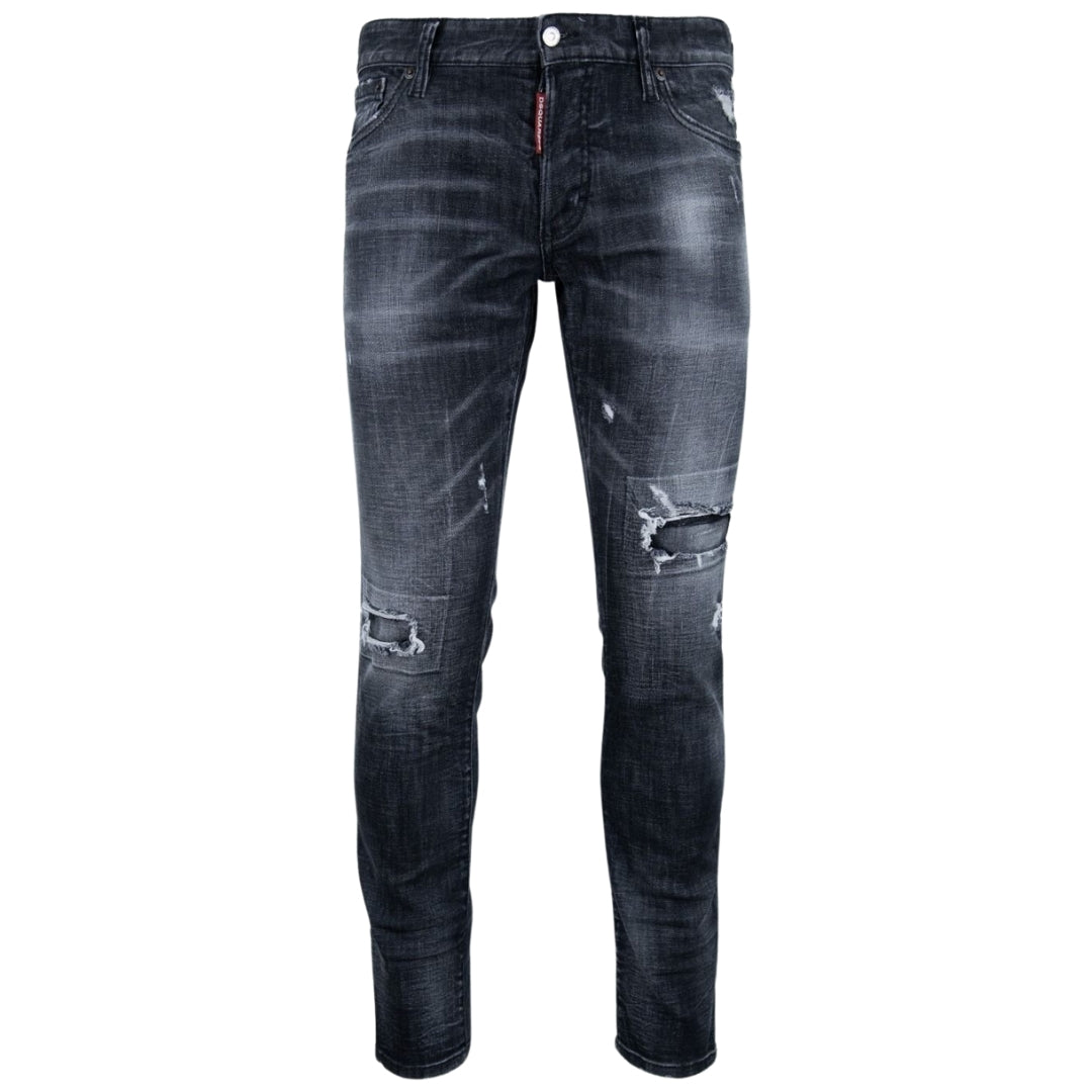 Thumbnail - Dsquared2 – Entspannte schwarze Jeans mit verstarktem, langem Schritt und Rissen