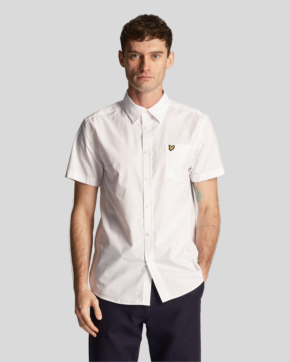 Lyle & Scott Plain Poplin Mens Shirt - White material_cotton - Size Medium