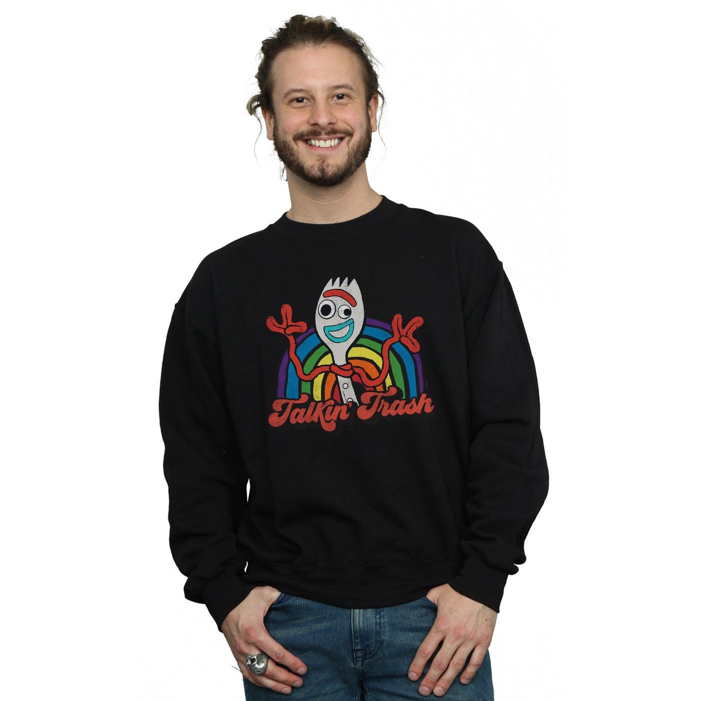 Disney Mens Toy Story 4 Forky Talkin´ Trash Sweatshirt (Black) herr – bild 2