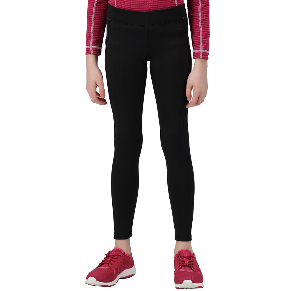 Regatta Girls Barlia Winter Wicking Reflective Leggings - Black - Size 5-6Y