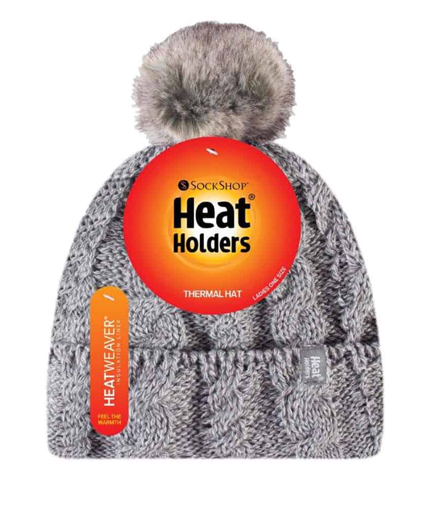 Heat Holders Ladies Knit Fleece Lined Thermal Bobble Hat with Pom Pom hattar dam – bild 2