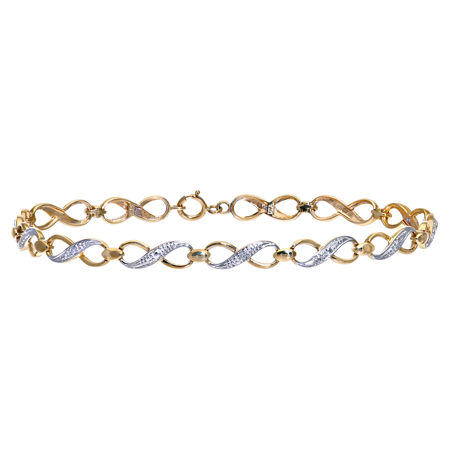 Diamant L’Eternel Womens 9ct Yellow Gold Pave Set Diamond Fig 8 Bracelet – One Size