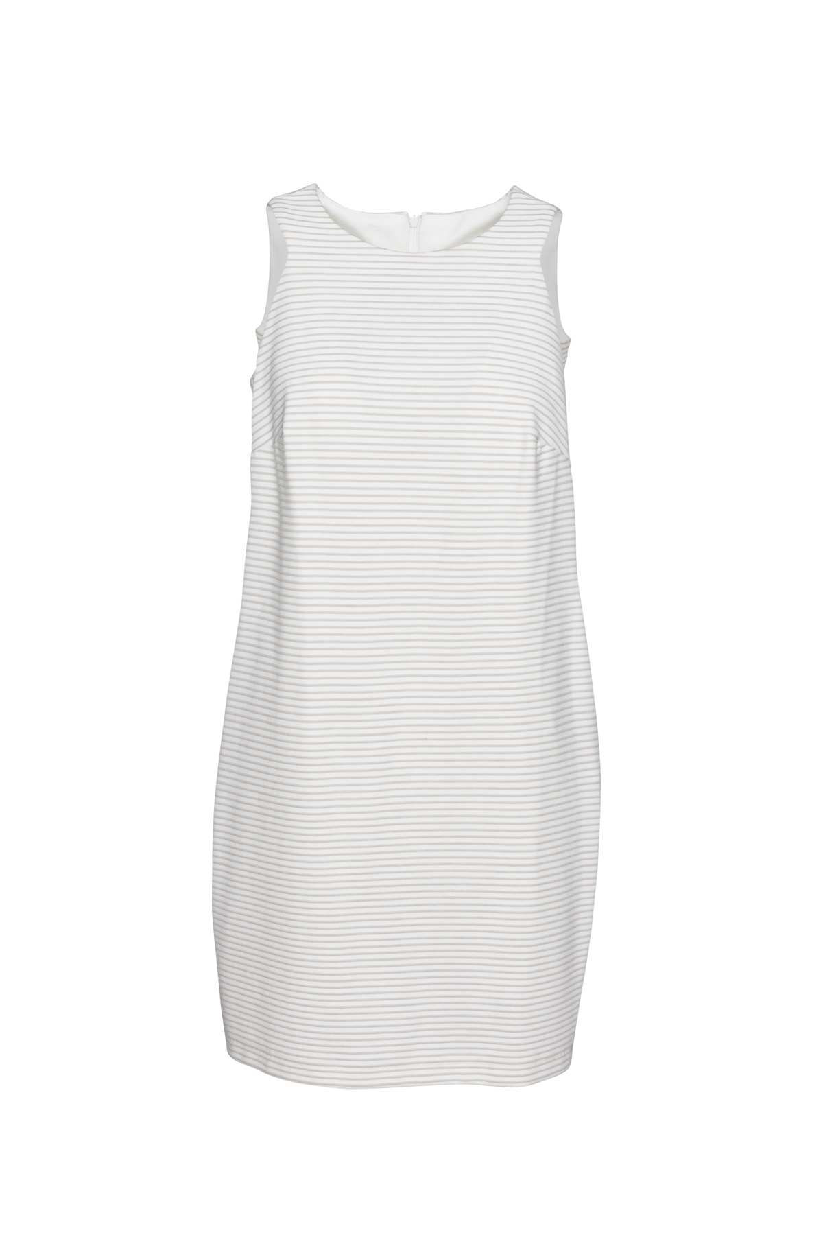 Thumbnail - Strukturiertes gestreiftes ärmelloses Sackkleid