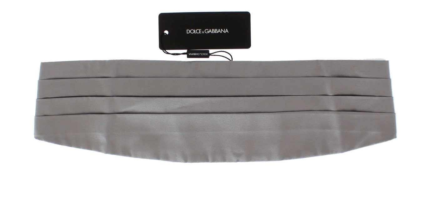 Dolce & Gabbana Mens Silver Wide Belt Silk Cummerbund - Size Medium