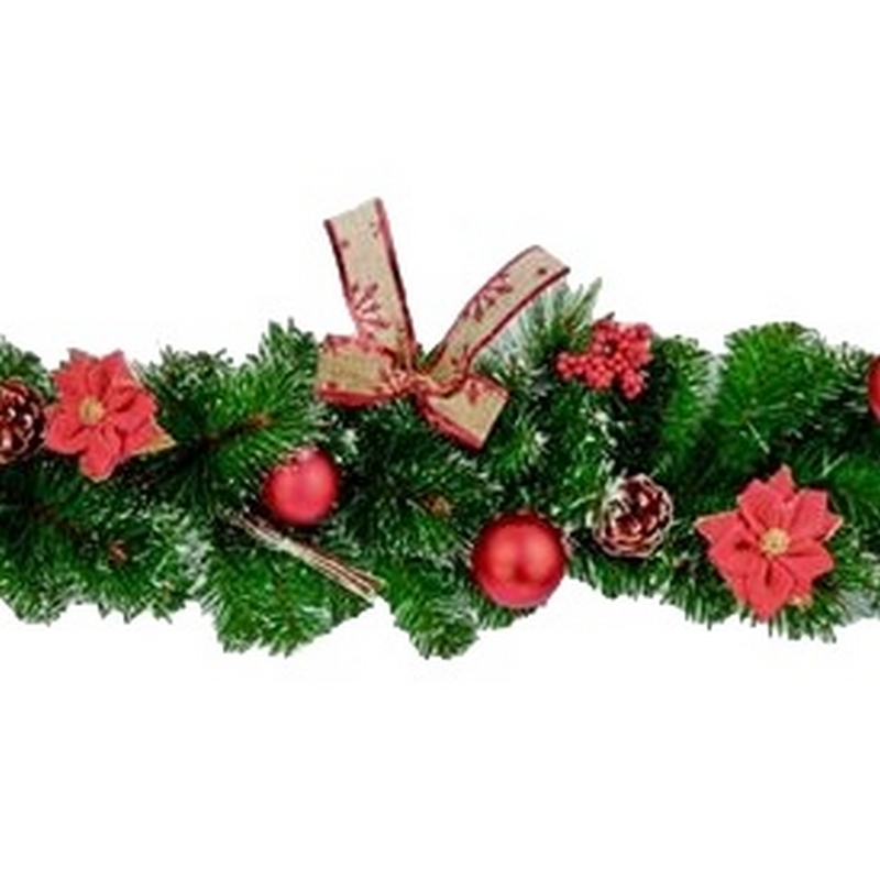 Premier Geklede kerstslinger (Rood/Groen)