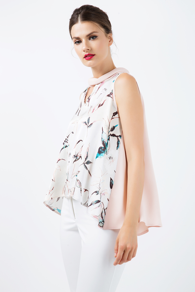 Thumbnail - Ärmelloses Print-Satin-Top