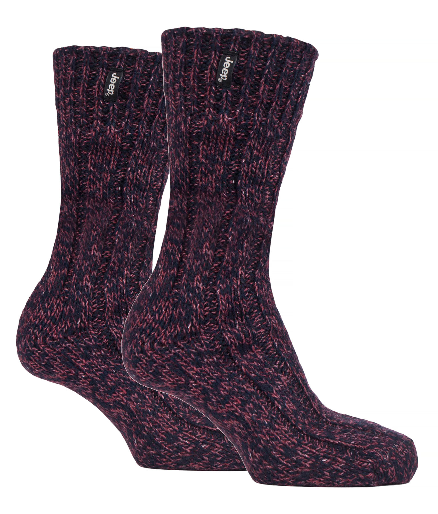 Thumbnail - Herren Wolle Wandern Socken | Jeep | Knit Ribbed Design gepolstert Boot Socken für Trekking, Laufen, Wandern - Navy / Be...