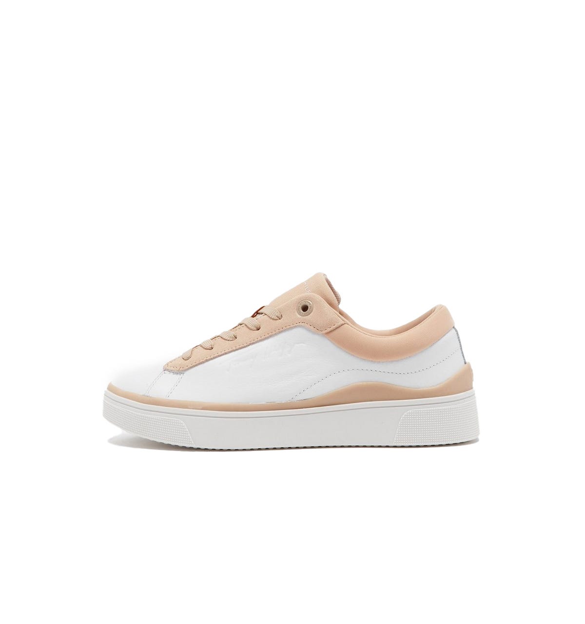 TOMMY HILFIGER Kvinnors Elevated Leather Cupsole Sneakers Vit & Rosa dam – bild 2