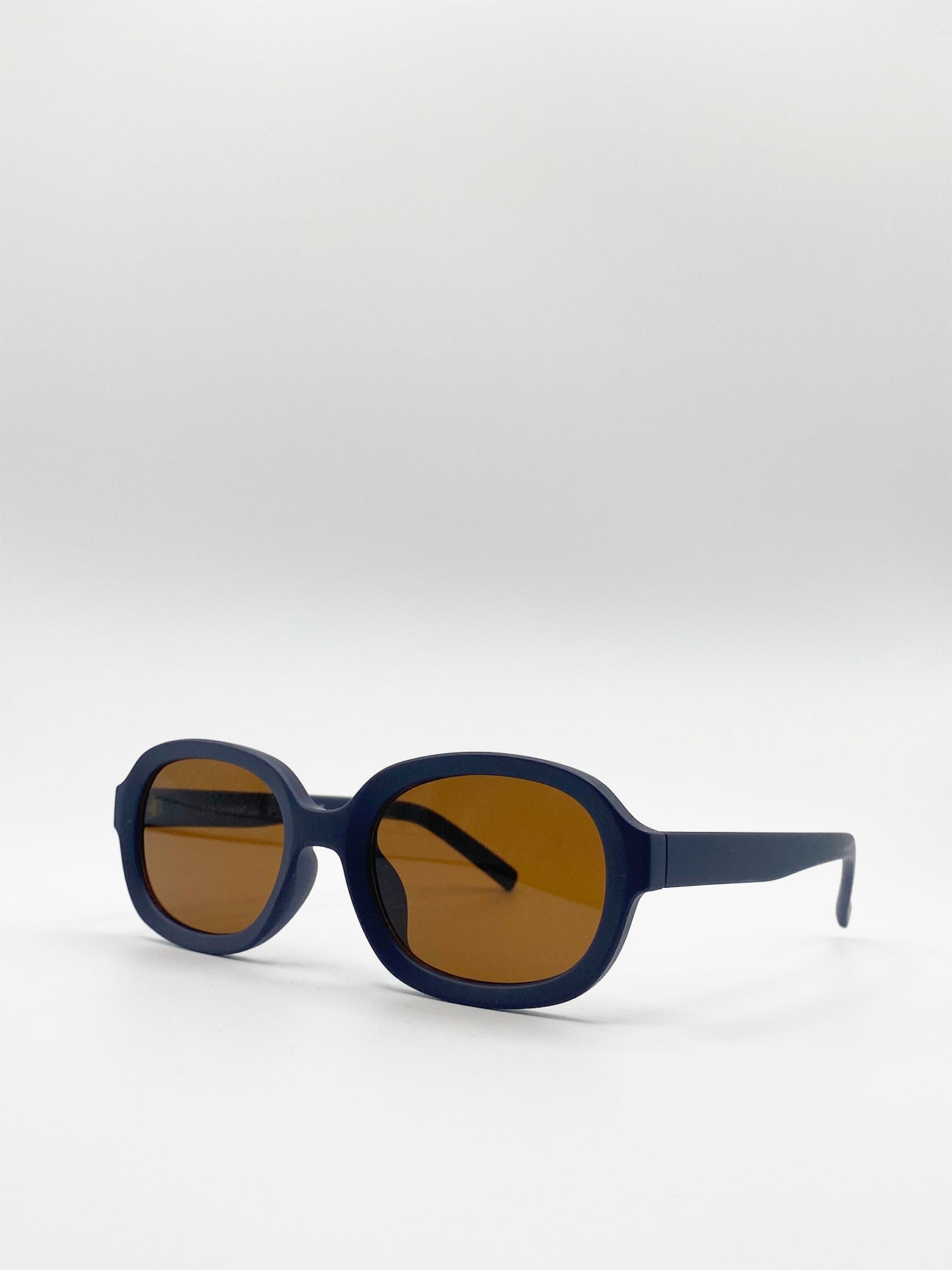 SVNX Womens Retro Style Oval Plastic Frame Sunglasses - Brown - One Size