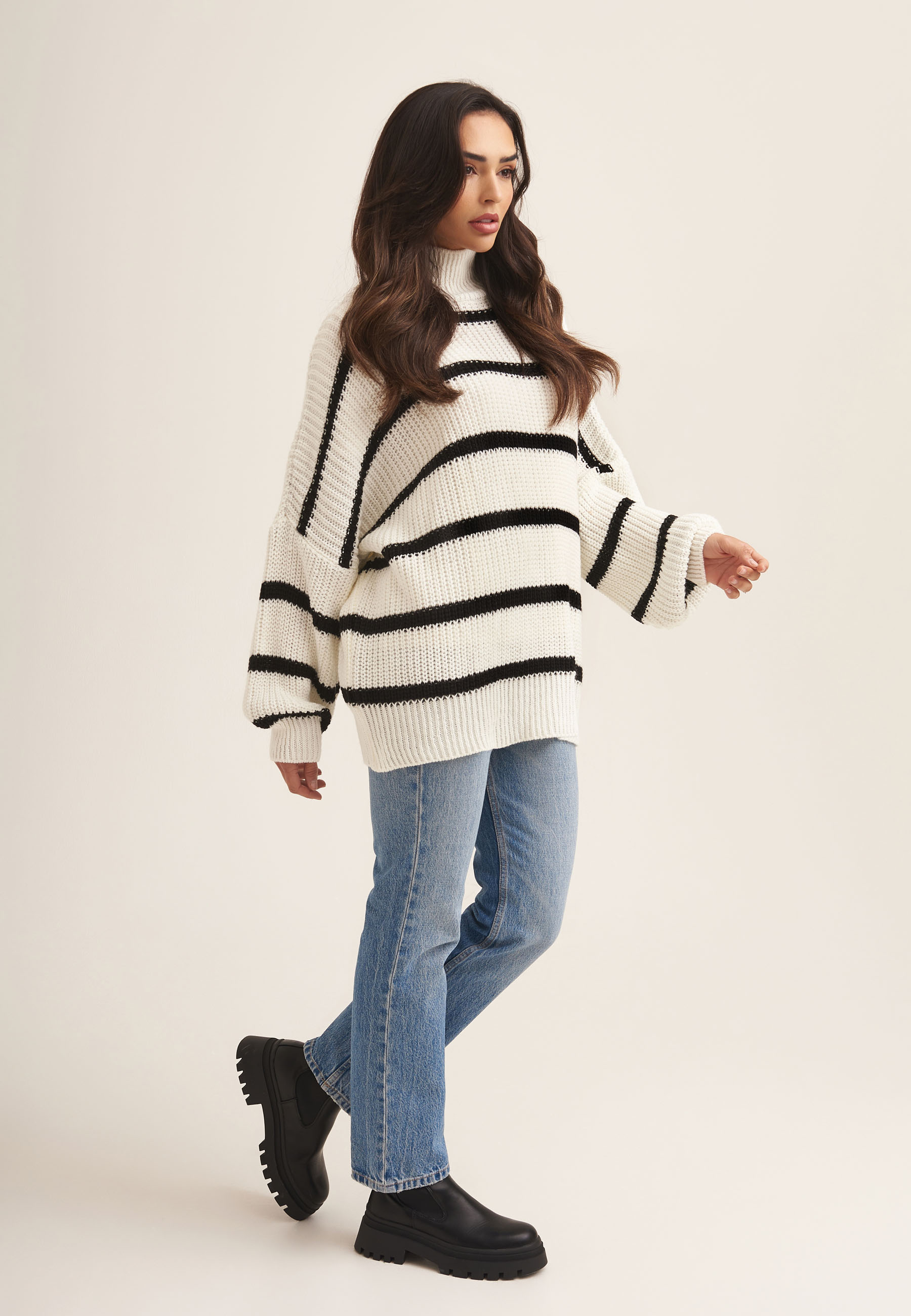 Gini London Chunky Stickad Höghalsad Tröja dam – bild 2