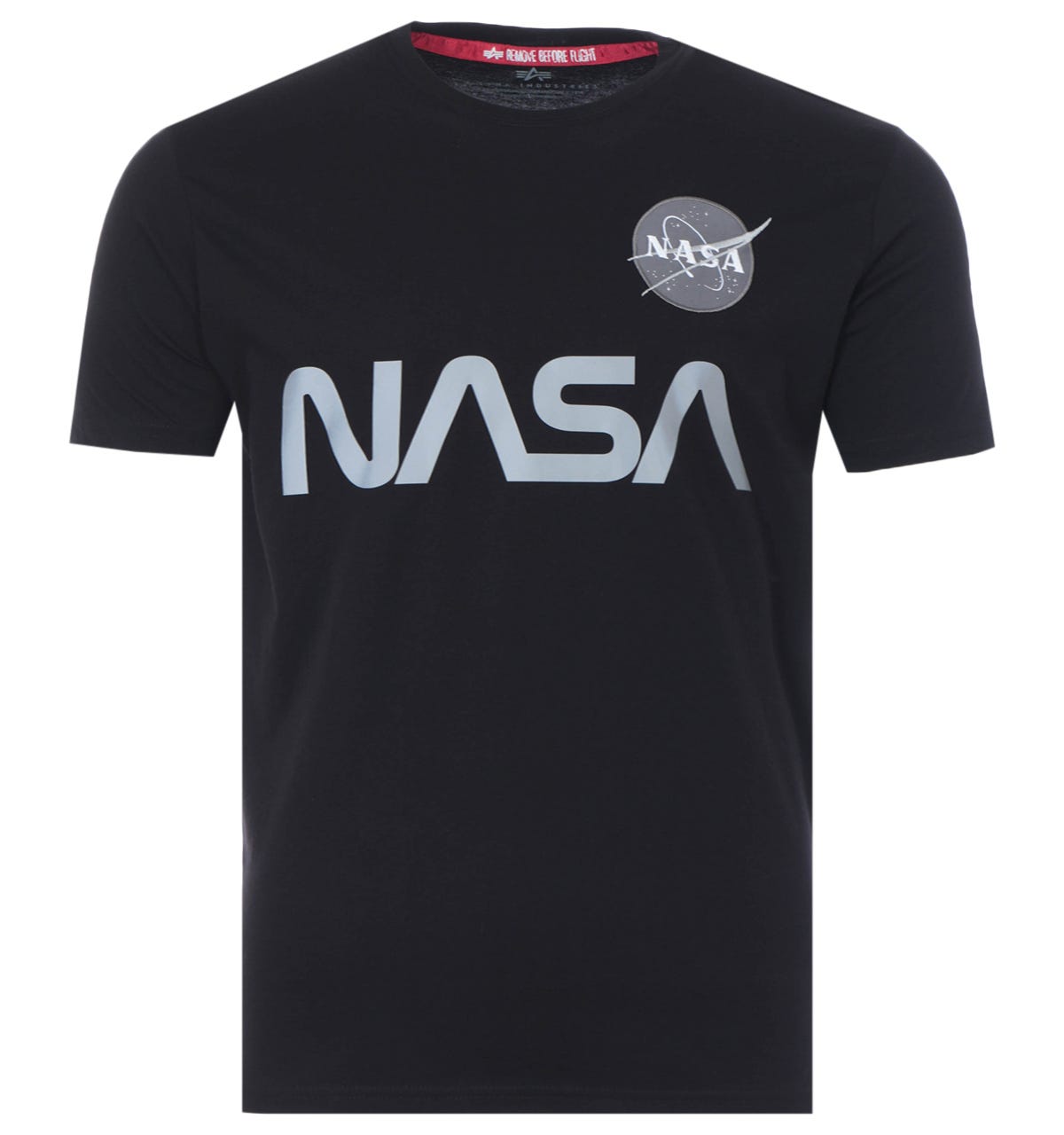 Thumbnail - Alpha Industries Reflektierendes NASA Druck T-Shirt - Schwarz