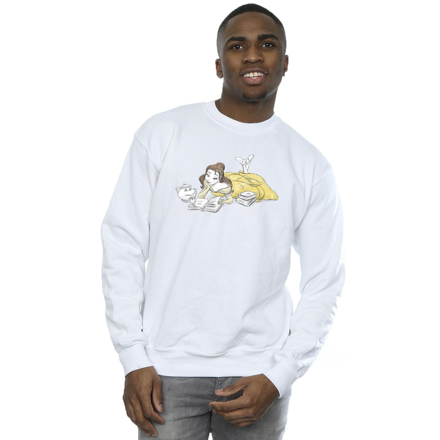 Disney Mens Beauty And The Beast Belle Reading Sweatshirt (White) herr – bild 2
