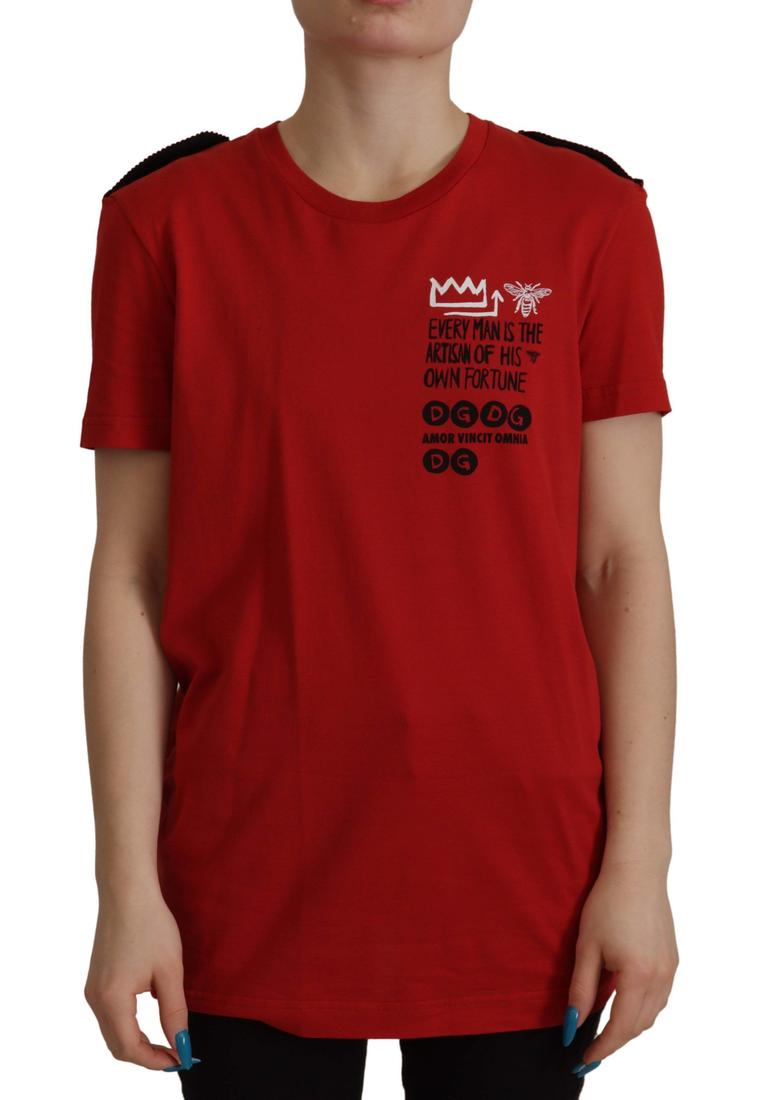 Dolce & Gabbana WoMens Red Amor Vincit Omnia Crewneck T-shirt material_cotton – Size IT 36 (Womens)
