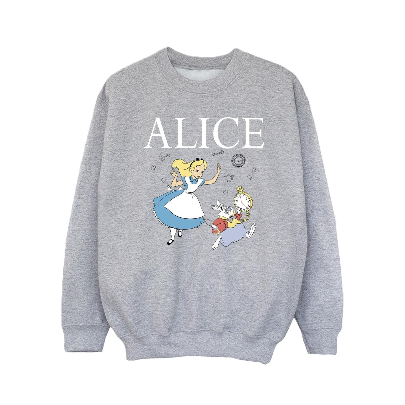 Thumbnail - Disney - "Alice In Wonderland Follow The Rabbit" Sweatshirt für Mädchen (Grau)