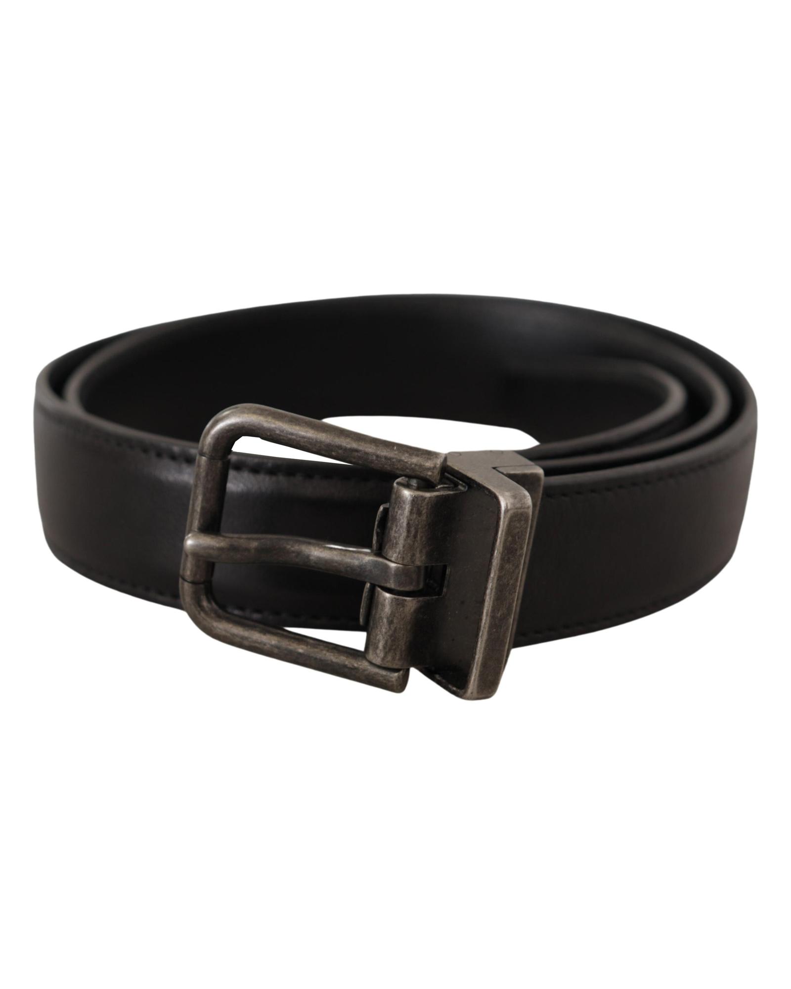 Dolce & Gabbana Mens Gorgeous Leather Belt with Metal Buckle - Black - Size 100 cm