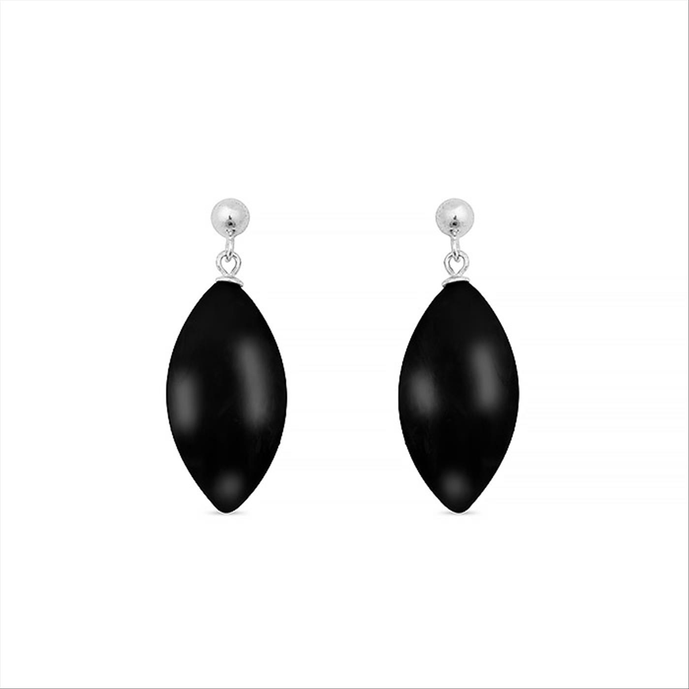 Thumbnail - Luxenter, ayom 925er Sterlingsilber und rhodinierte Onyx-Ohrringe