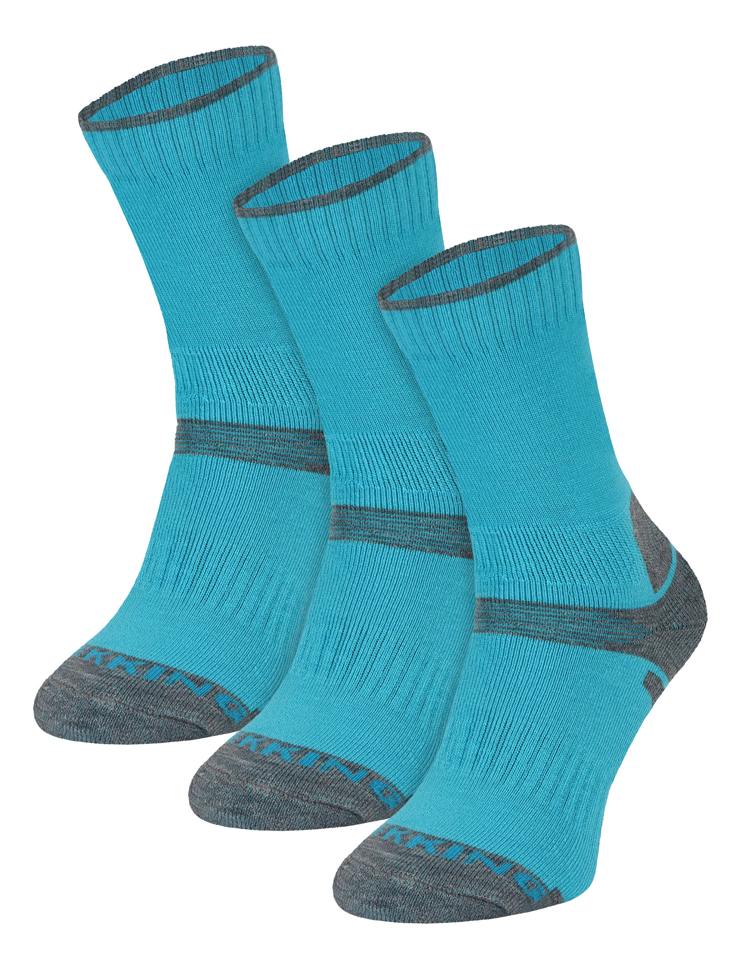 3er-Pack Kinder Merinowoll-Wandersocken | Leichte Blasenfreie Socken für Jungen & Mädchen - Türkis