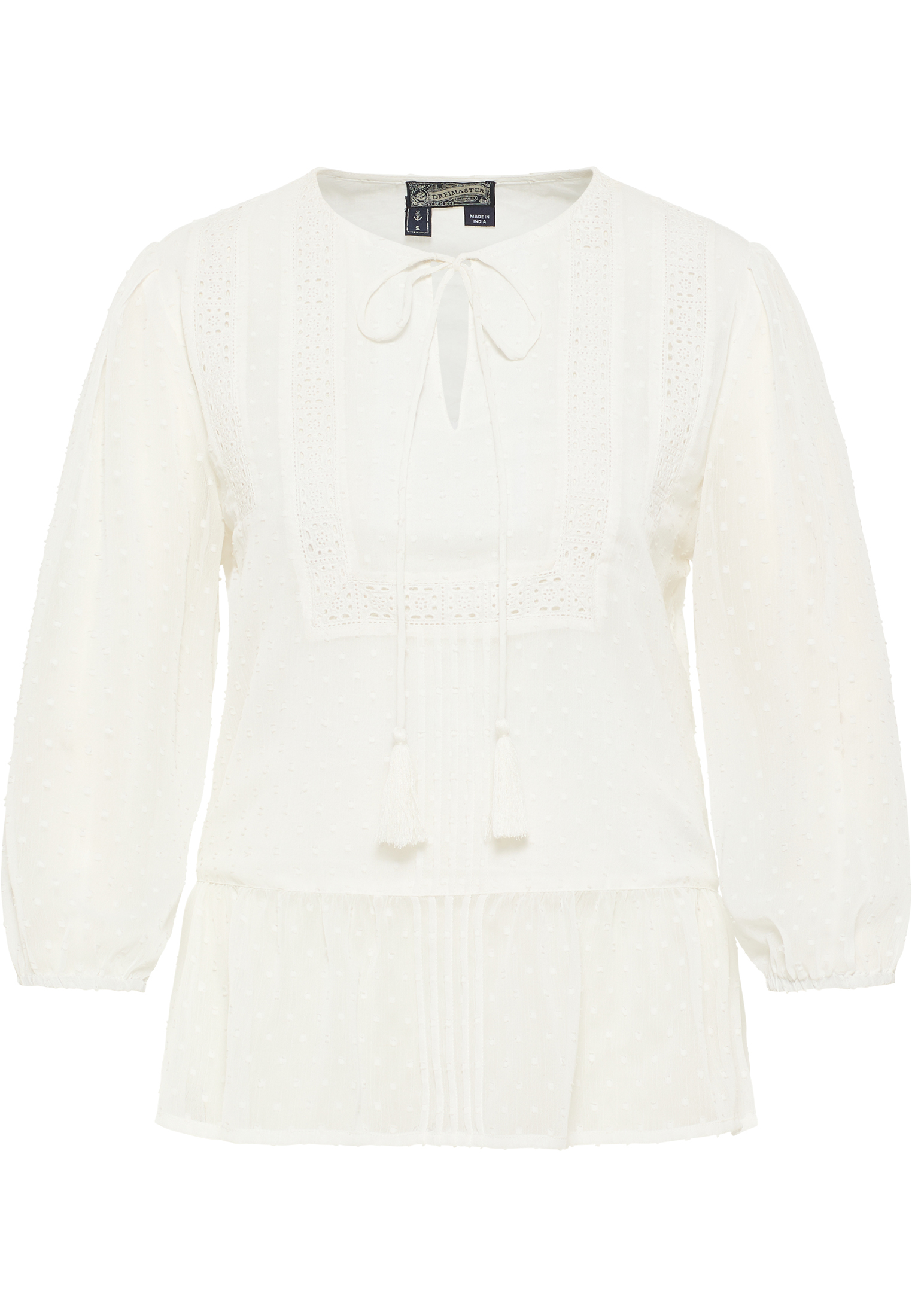 Dreimaster Blusenshirt Mit Spitze Damen Wollweiß
