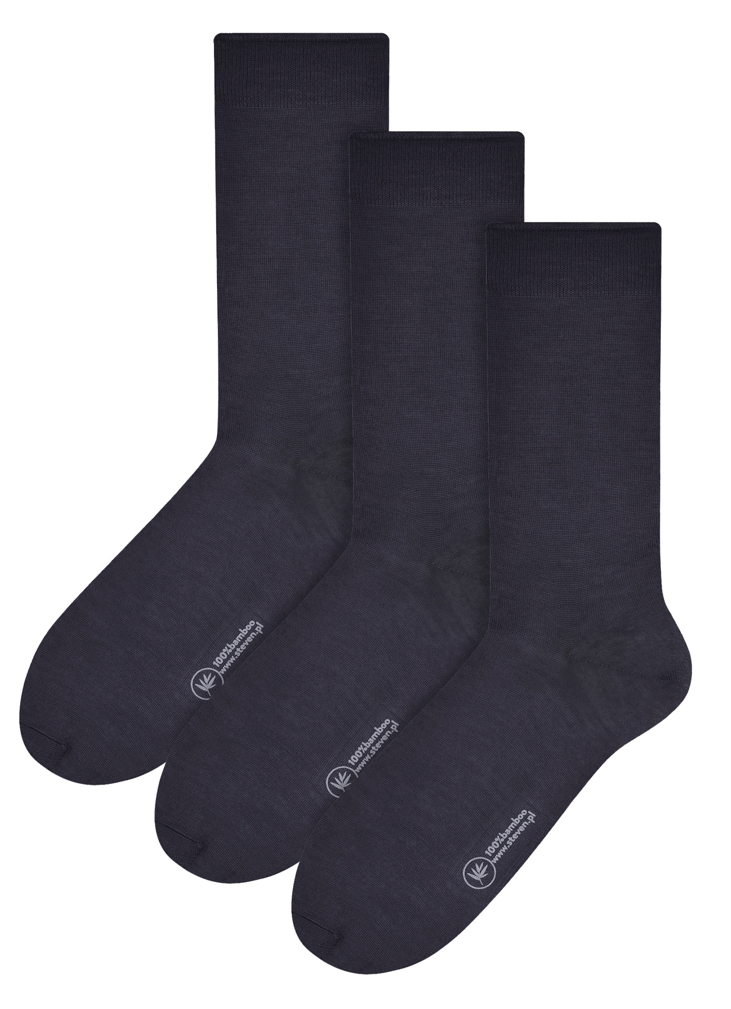 Thumbnail - Steven - 3 Paires Homme Chaussettes Bambou Mi-mollet Douce Respirant Unies - Charbon