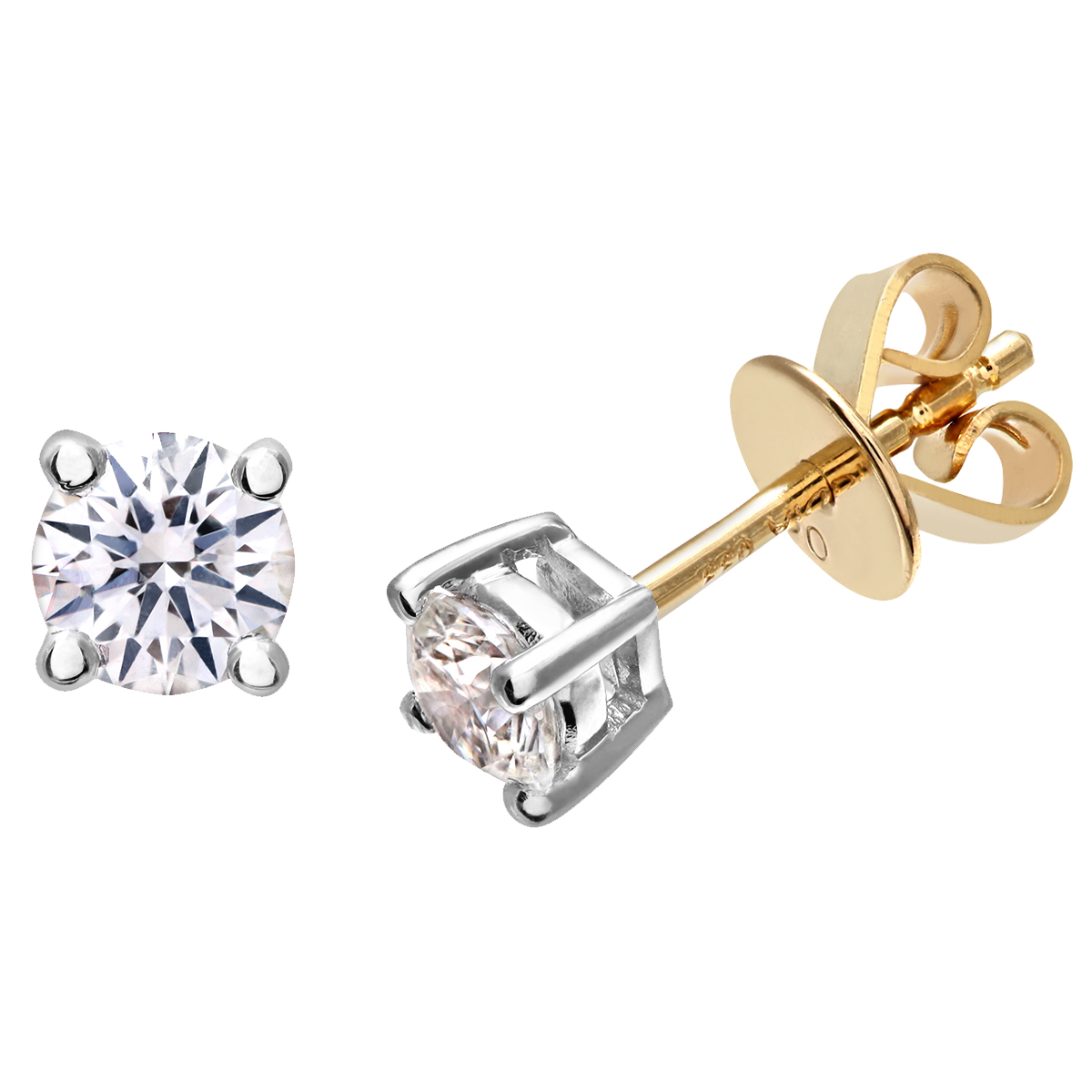 Diamant L’Eternel Womens Diamond Stud Earrings, 18ct Yellow Gold IJ/I Round Brilliant Certified 0.50ct Weight – One Size