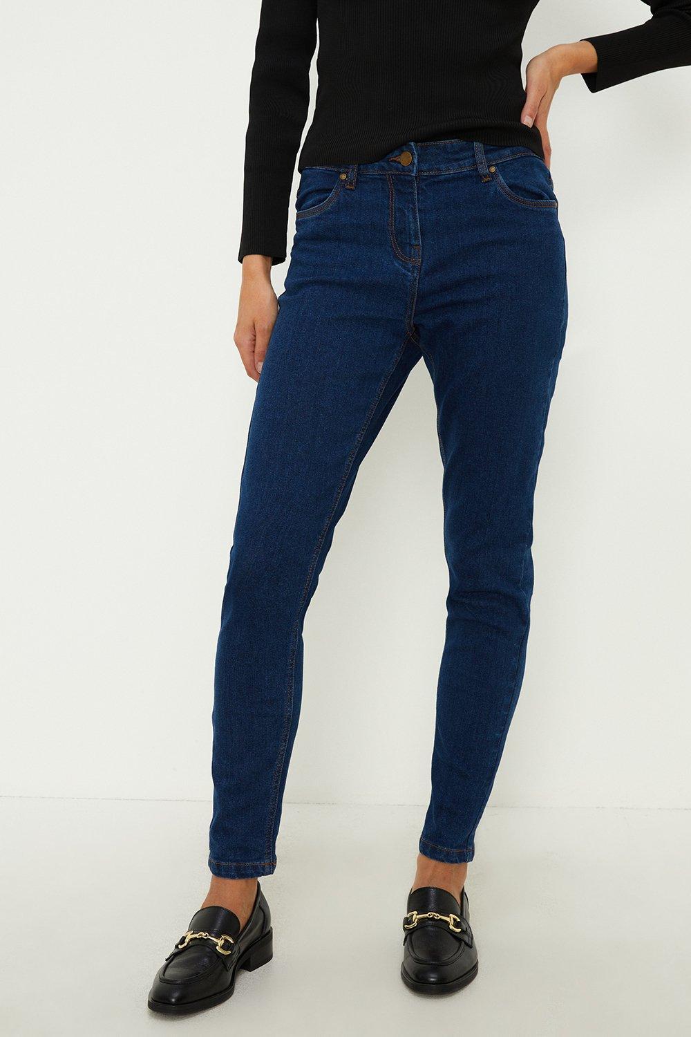 Oasis Womens Jade Mid Rise Skinny Jeans - Indigo Blue Elastane - Size 6 Regular