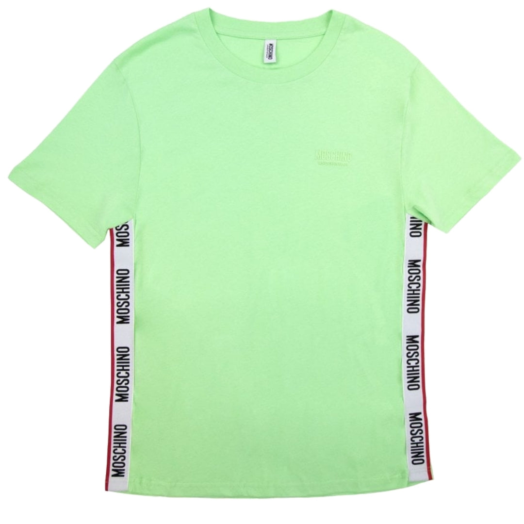 T-shirt med logotyp och tejpad nederkant