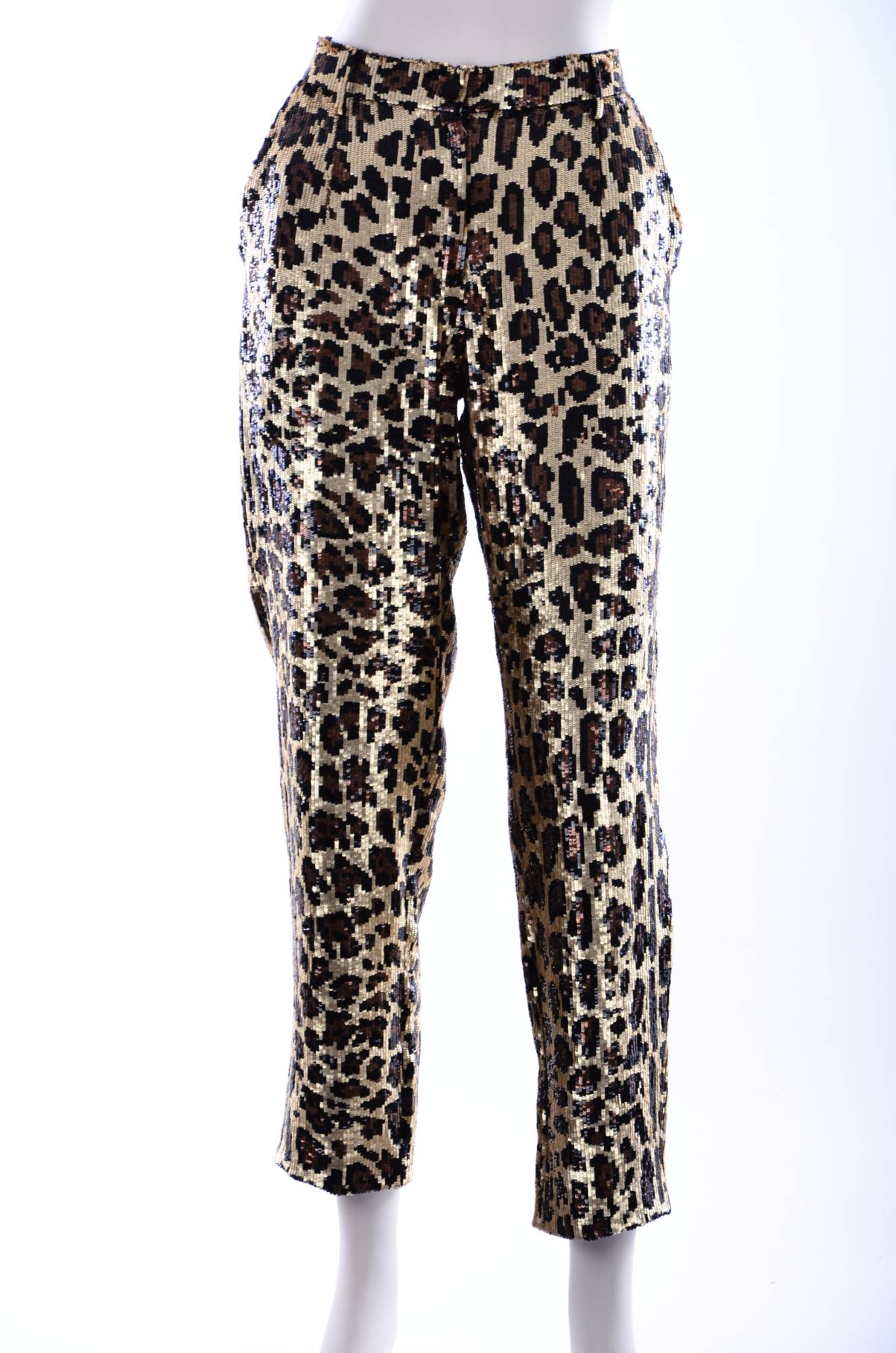 Dolce & Gabbana Womens Women Trousers – Gold Virgin Wool – Size UK 6 (Women’s)