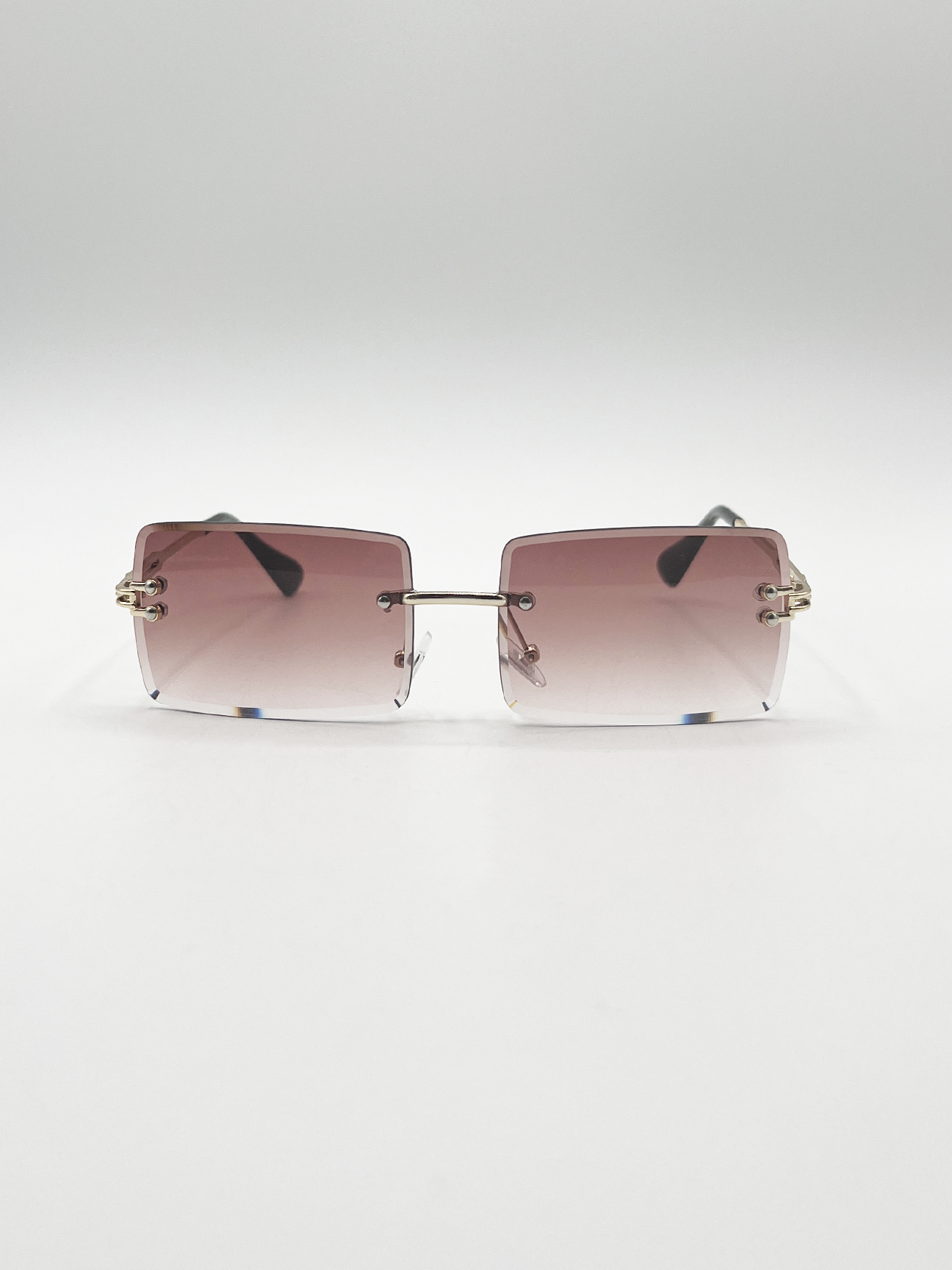 SVNX Womens Frameless Square Sunglasses in Brown Metal - One Size