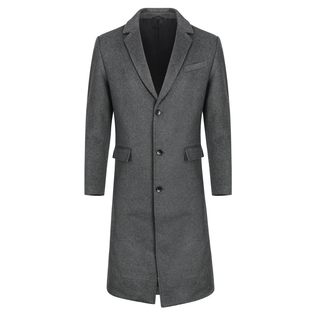 Thumbnail - Herren Winter Wollmantel Knielang Slim Fit Umlegekragen Business M?ntel Grau