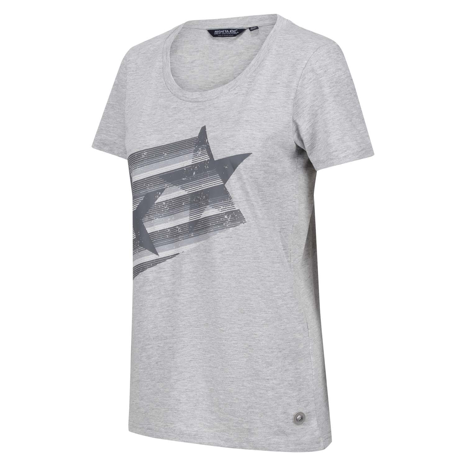 Regatta Womens Filandra VII Lightweight Graphic T-Shirt in Grey Cotton - Size 18 UK