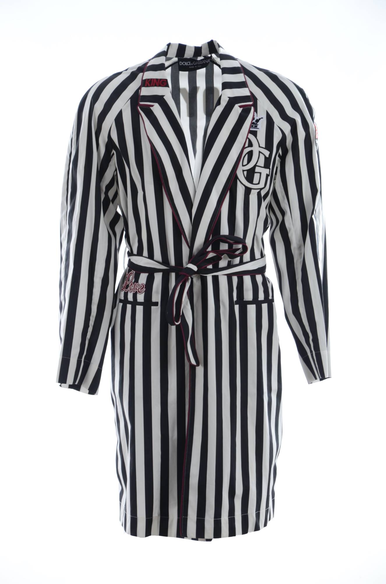 Dolce & Gabbana Men's Black Coat Nightgown Robe de nuit en coton blanc
